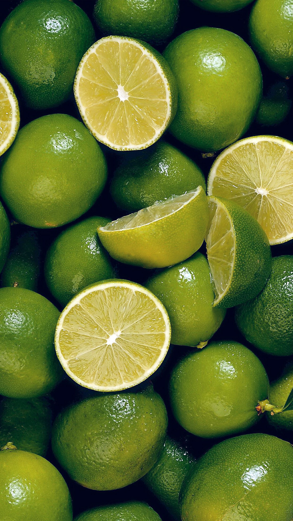 Fruit: Lime, Citrus aurantifolia, Cultivated in Latin America, the Caribbean, in Mexico and in Southeast Asia. 1250x2210 HD Background.
