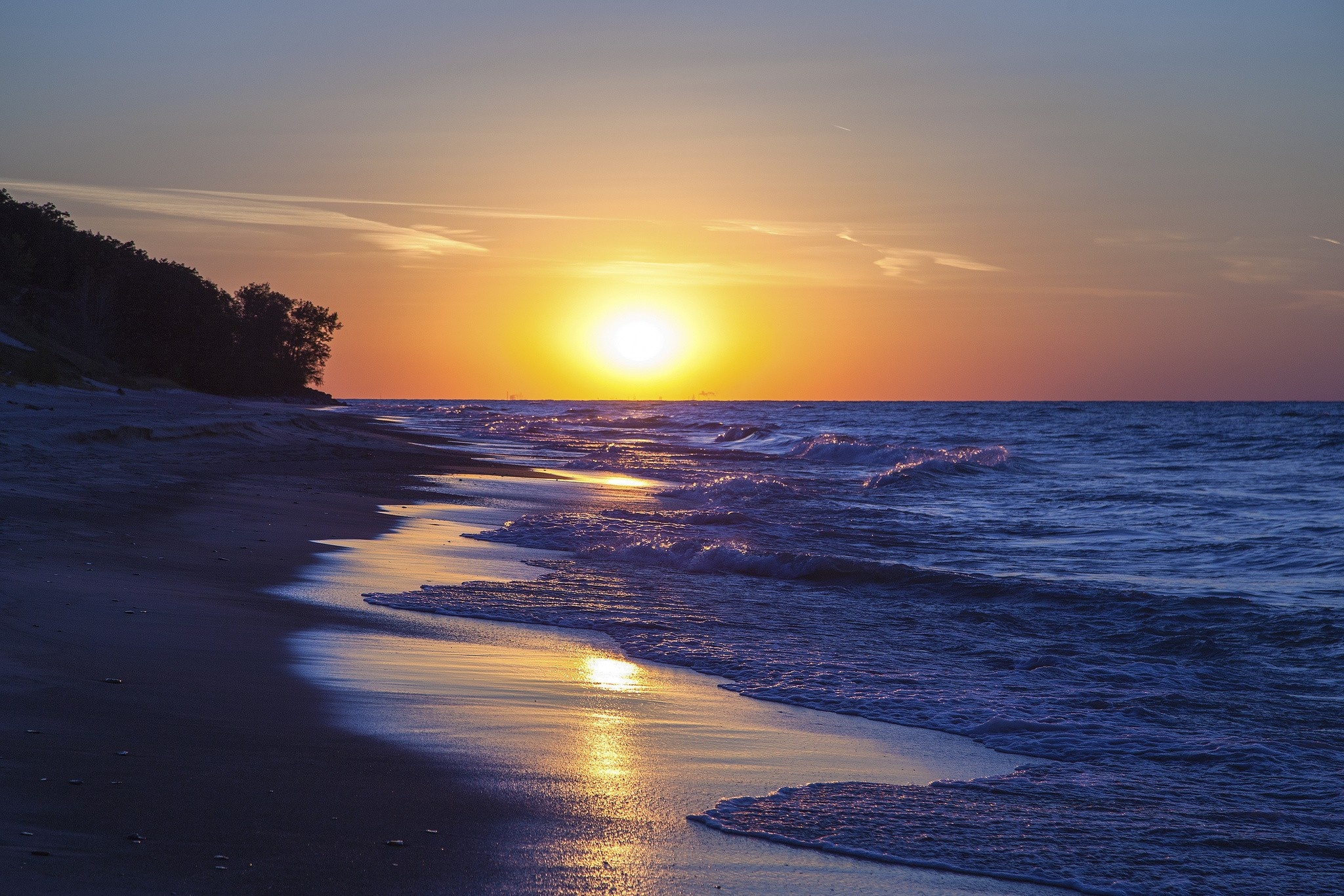 Lake Michigan, Travels, Sunset, Nature, 2050x1370 HD Desktop