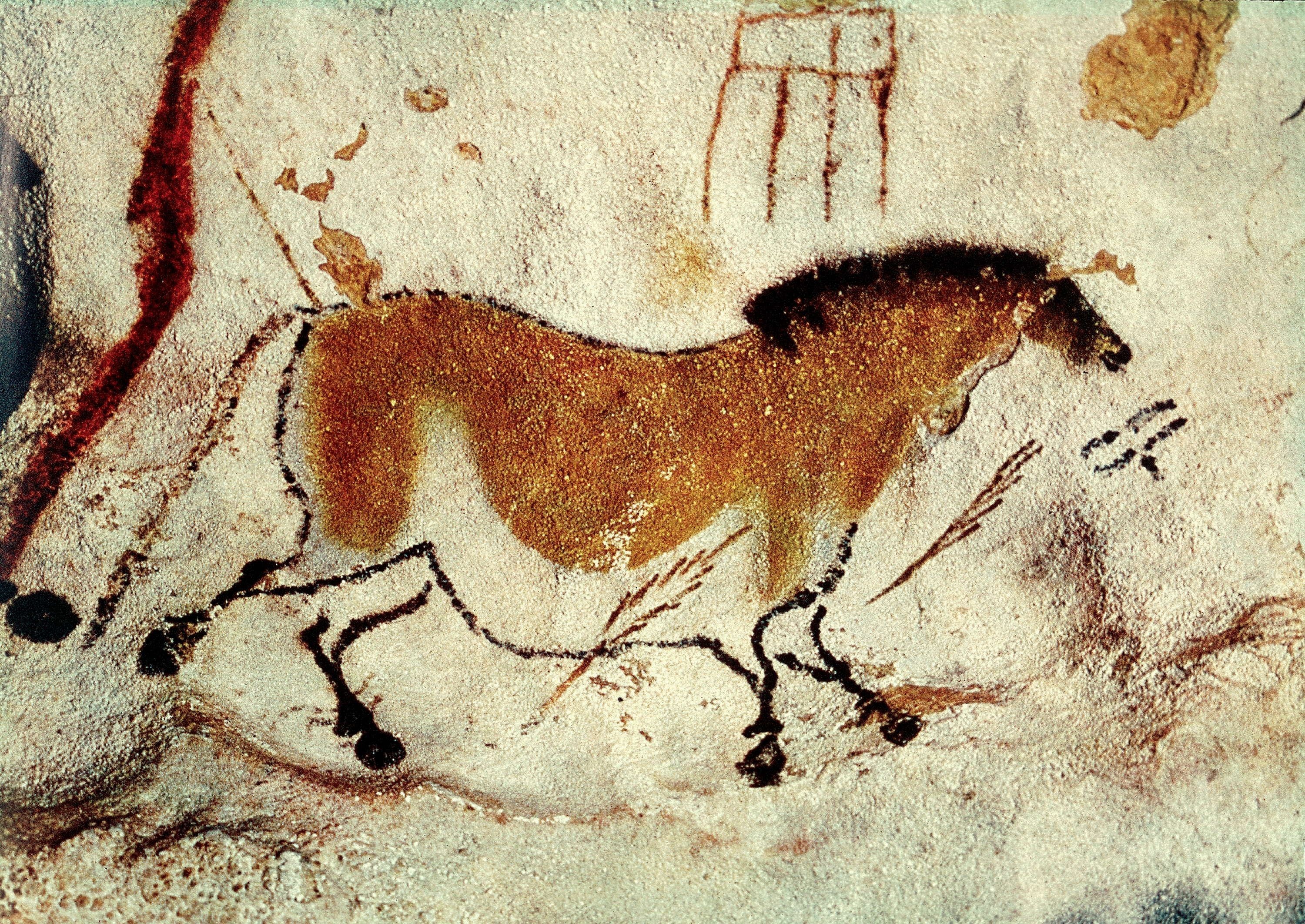 Lascaux, France, Prehistoric art, Prehistoric painting, Yellow horse, 3000x2130 HD Desktop