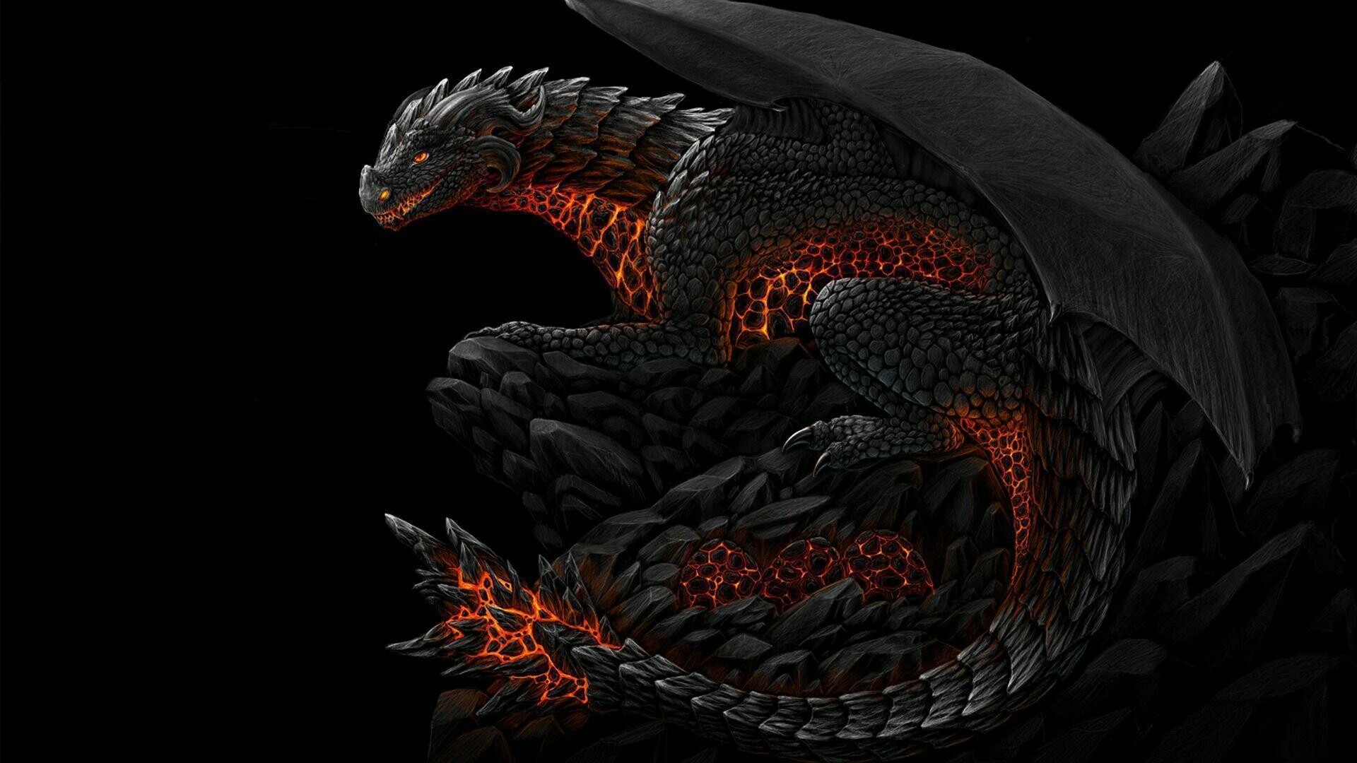 Dragon: A symbol of evil in Western mythology. 1920x1080 Full HD Background.