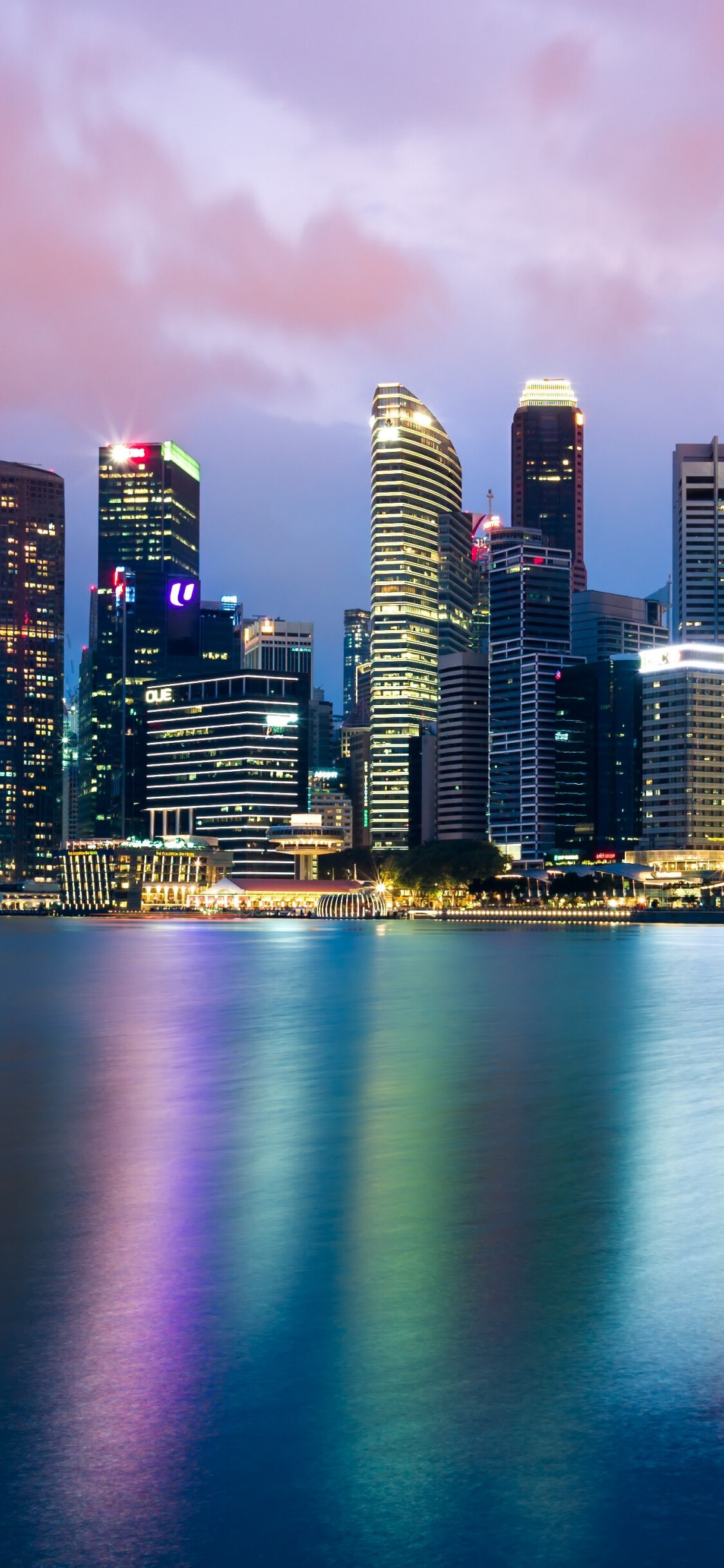 Singapore Travels, Cityscape reflections, Nighttime beauty, Phone wallpaper, 1130x2440 HD Phone