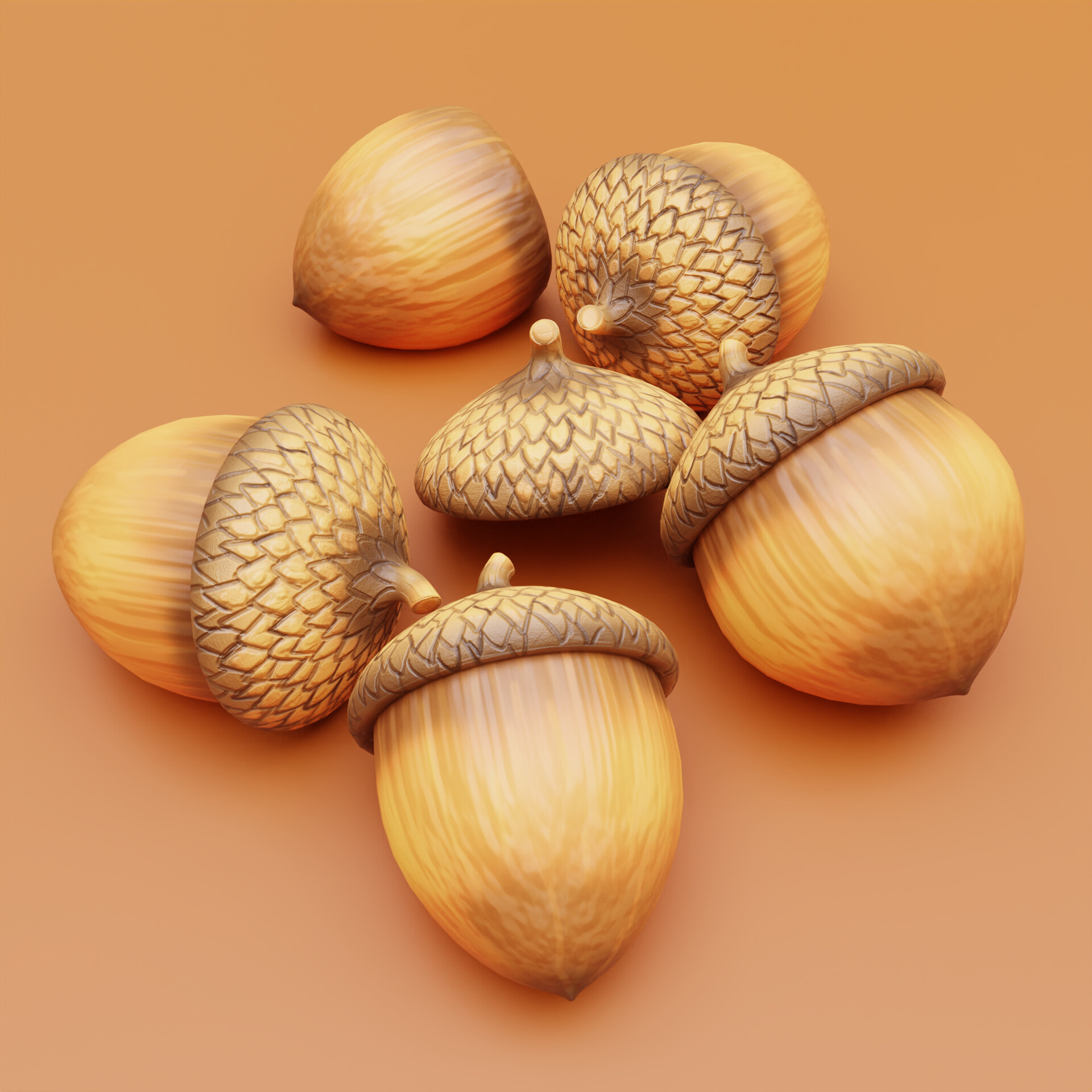 Stylized acorns, Blender tutorial, Artstation, Make, 1920x1920 HD Phone