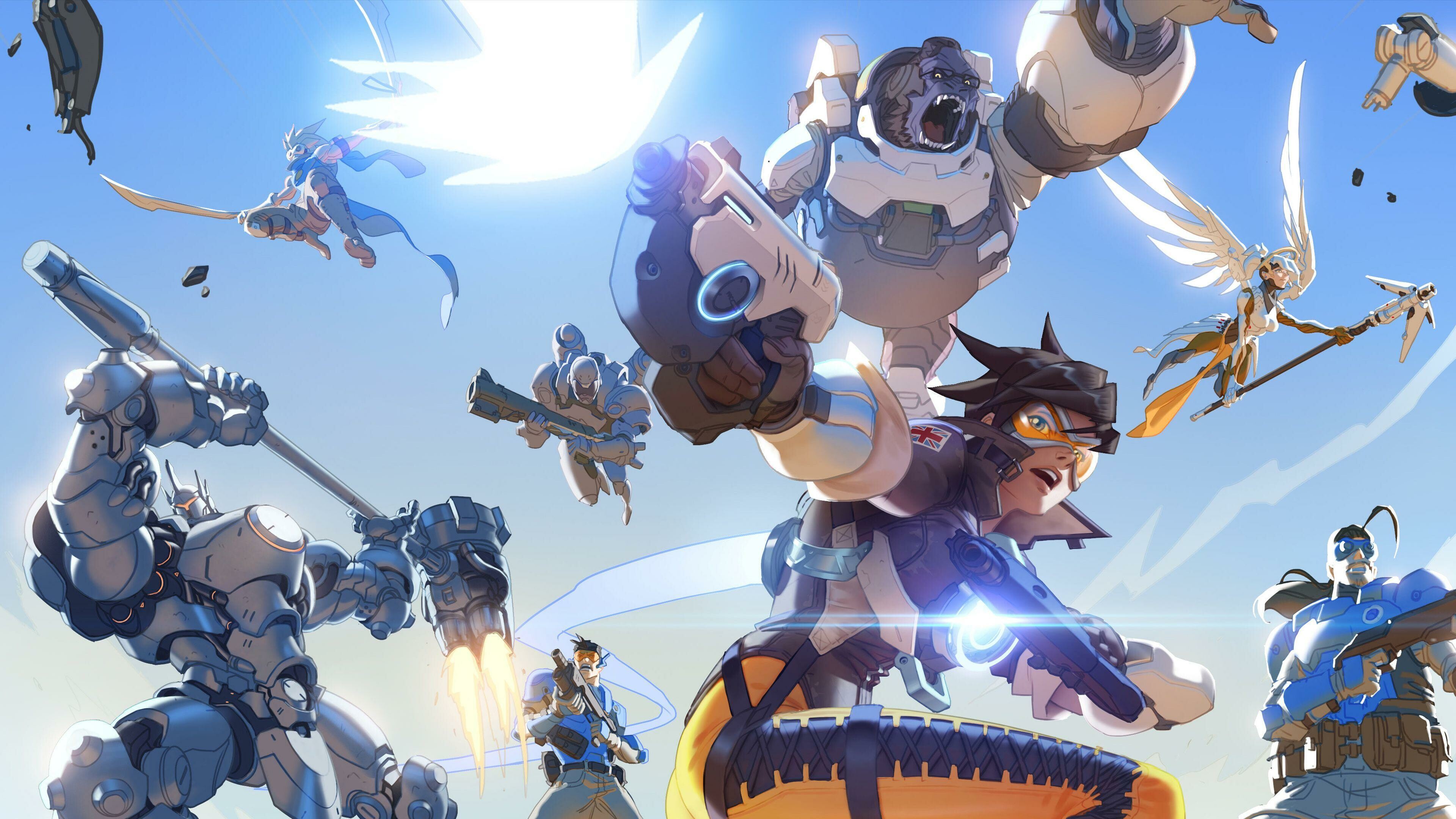 Overwatch: A series of online multiplayer first-person shooter (FPS) video games. 3840x2160 4K Background.