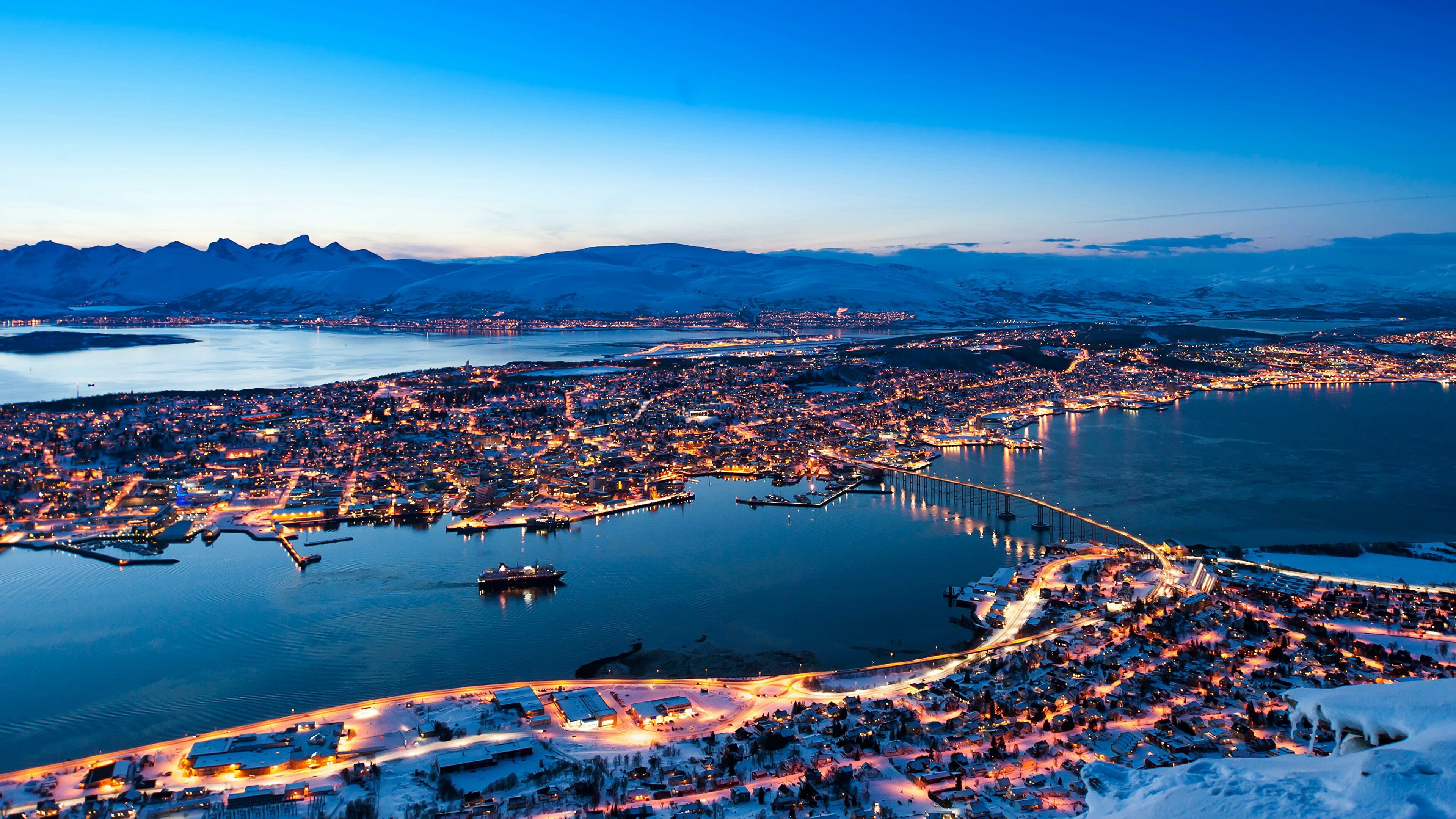 Norway: Troms og Finnmark county, Tromso, Nothern country, Europe. 3840x2160 4K Background.