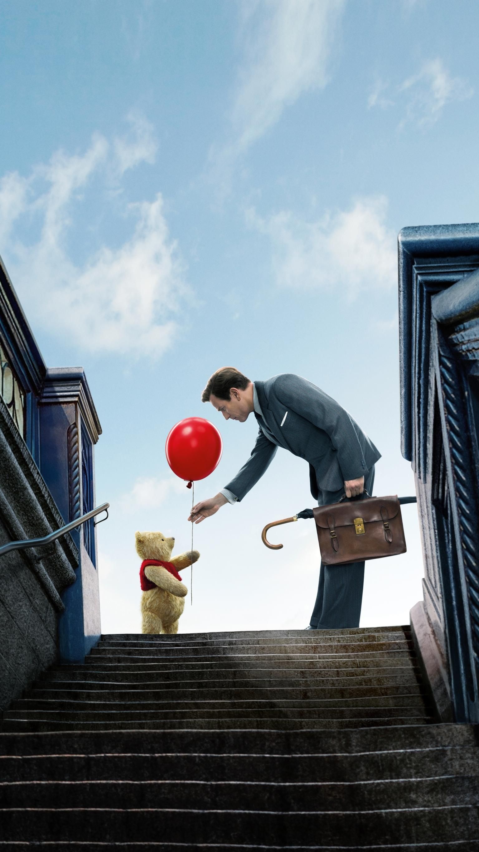 Christopher Robin (Movie): Heartwarming tale from Disney, The boy who had countless adventures in the Hundred Acre Wood. 1540x2740 HD Background.