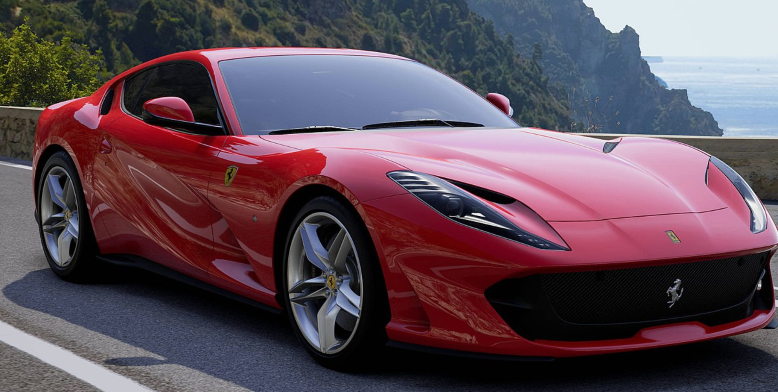 Sports Car: The suspension system is tuned for sporty handling, Ferrari 812. 2680x1350 HD Background.