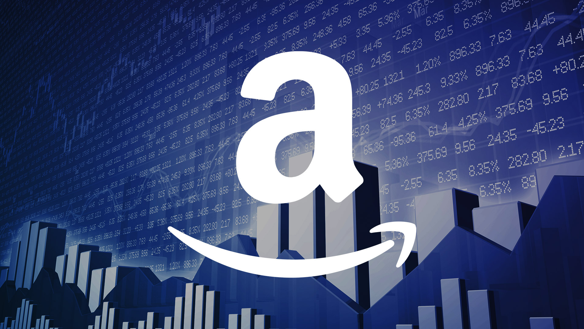 Amazon: The NASDAQ stock exchange symbol AMZN, Letter “a”, Andy Jassy. 1920x1080 Full HD Background.