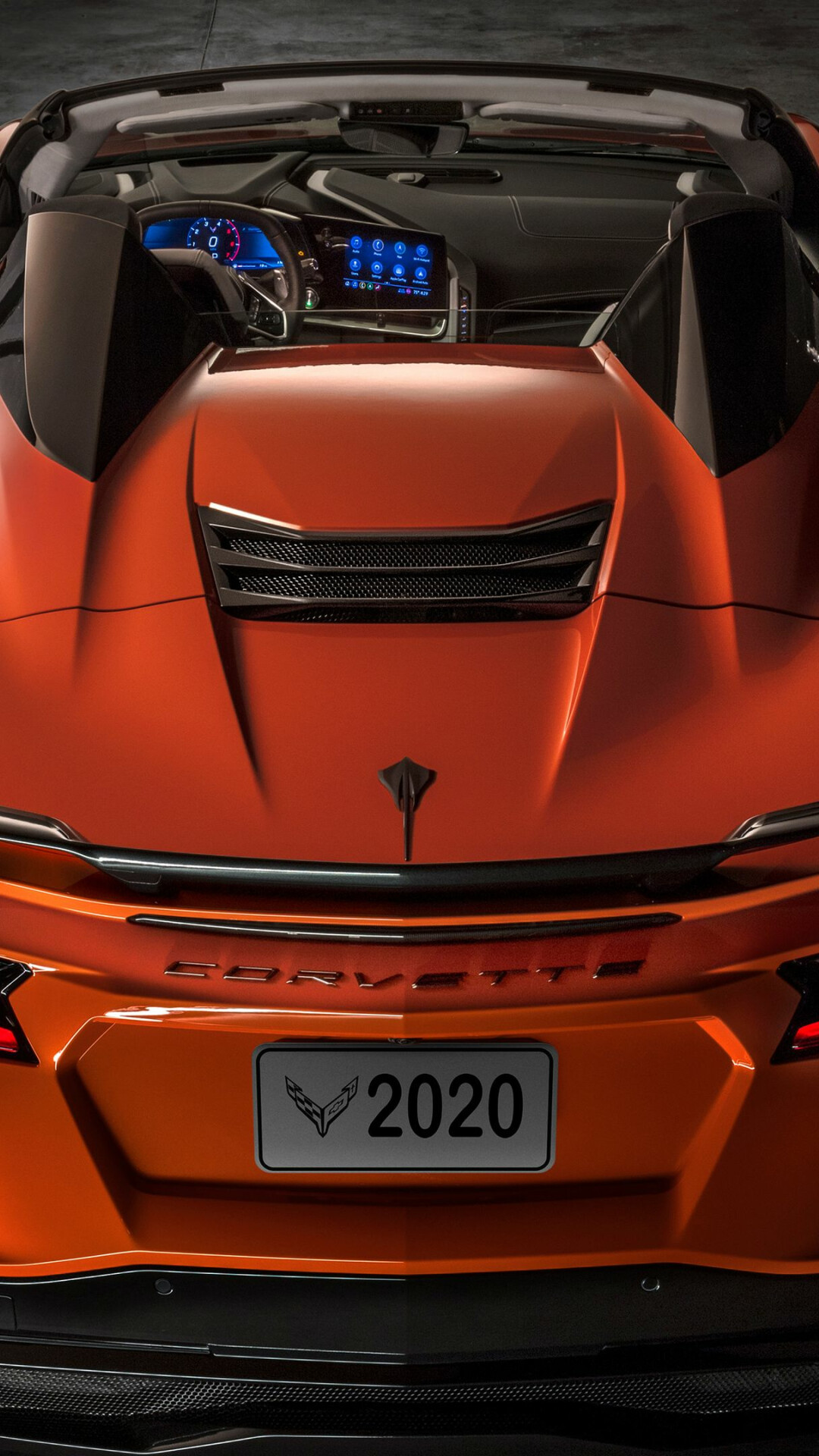 Chevrolet: Corvette 2020, Vehicle registration plate. 1080x1920 Full HD Background.