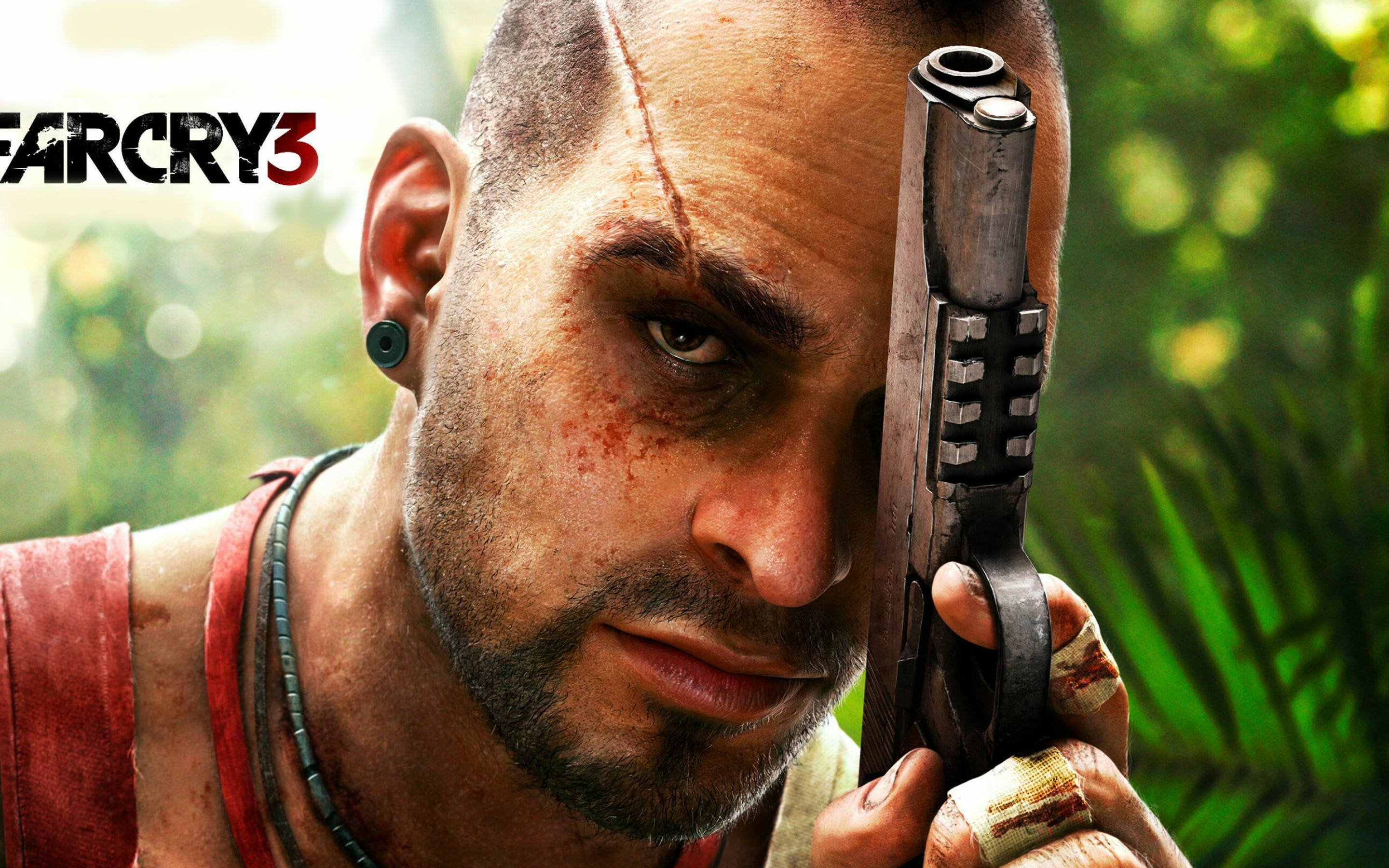 Far Cry 3: Players can use a variety of weapons to defeat human enemies and hostile wildlife. 2880x1800 HD Background.