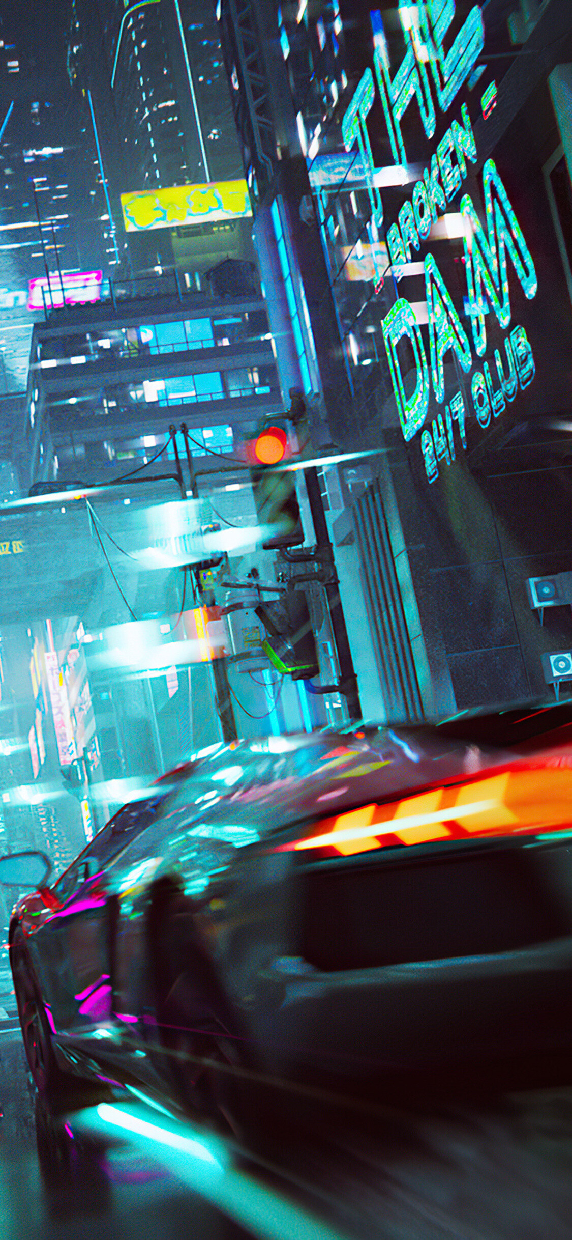 Neon: Cyberpunk city, The colors used tend to be bright and vibrant. 1130x2440 HD Wallpaper.