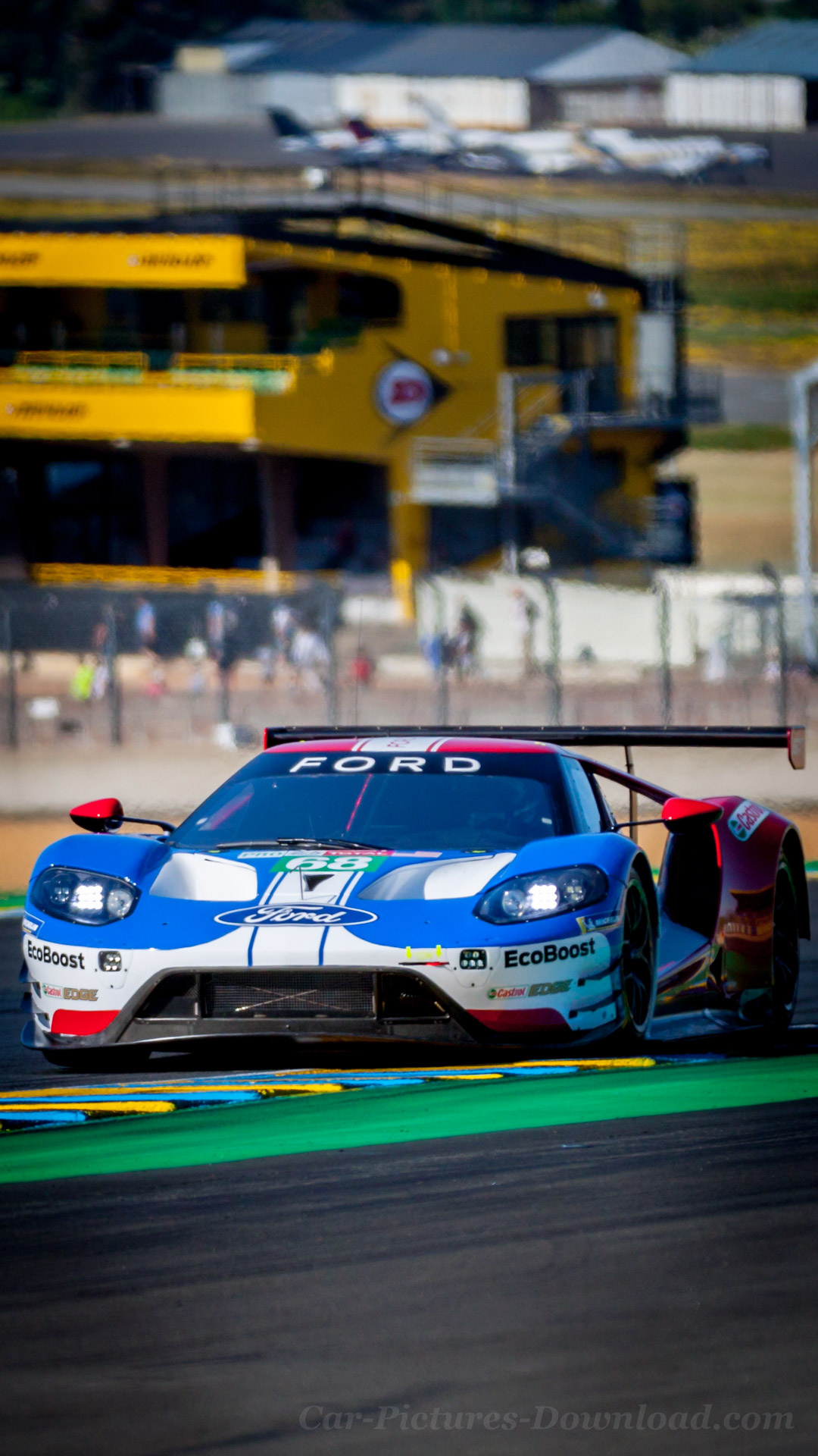 Auto Racing: Ford, Le Mans 24 Hours victories, Racing circuit, Road racing competition. 1080x1920 Full HD Background.