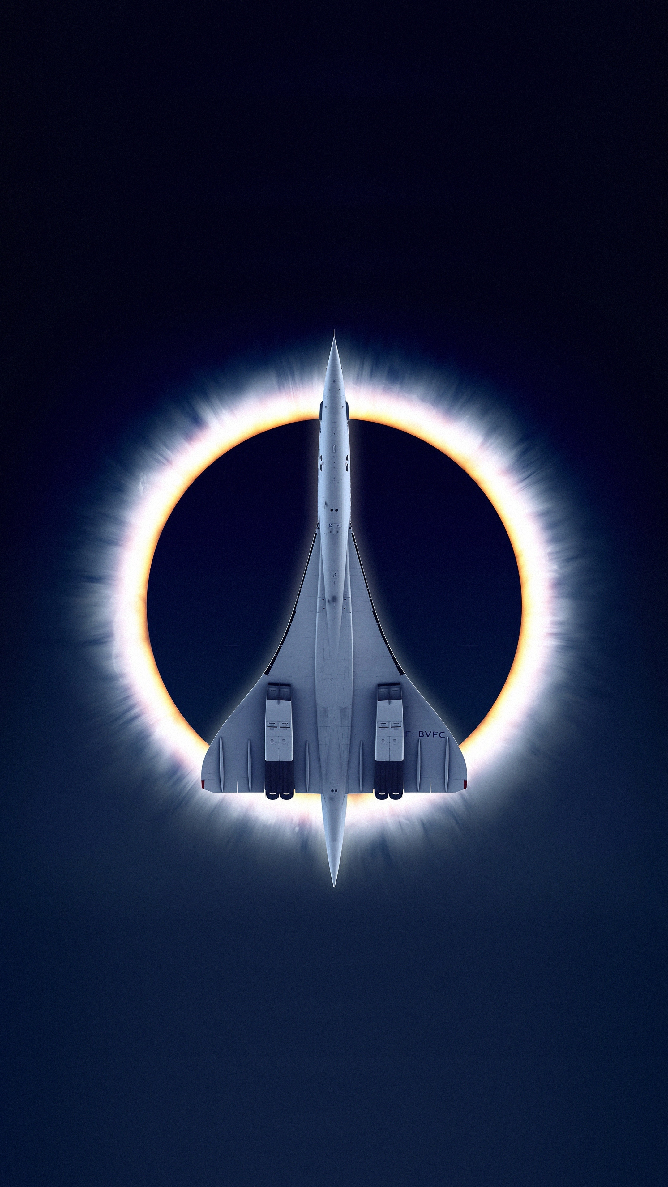 Concorde, Carre Eclipse, Airplane, Moon, 2160x3840 4K Handy