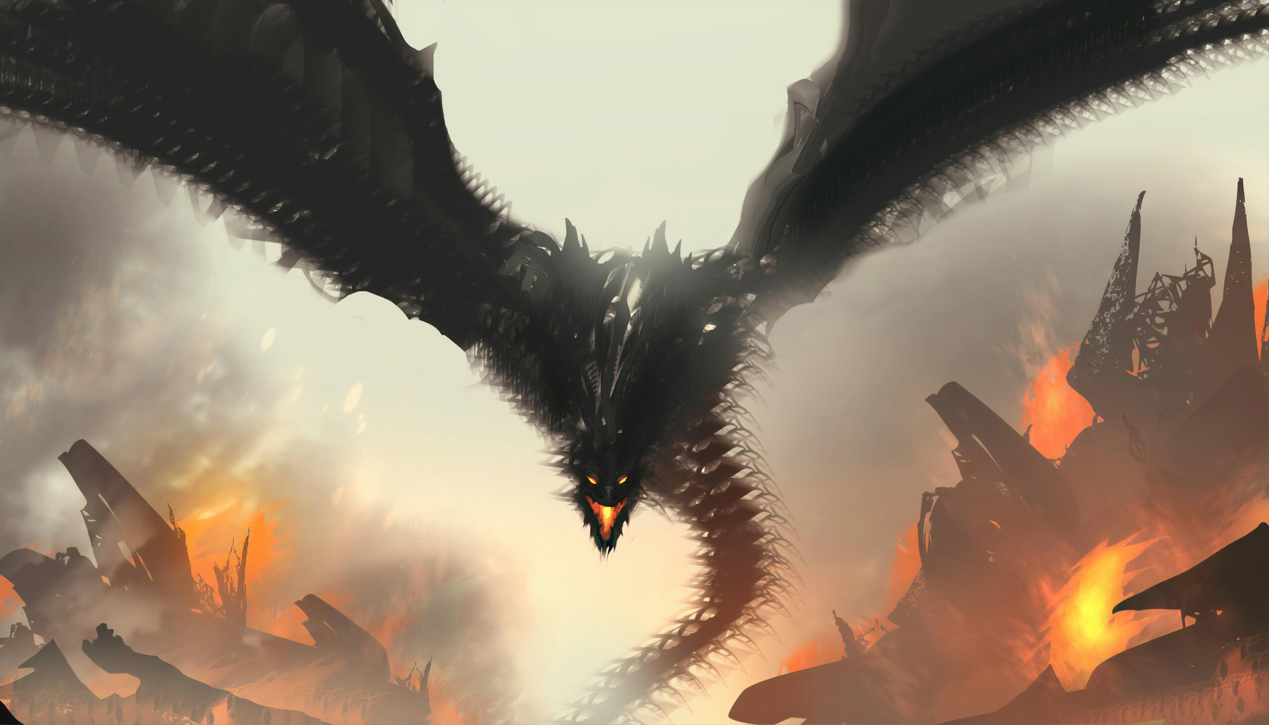 Dragon: Monster, connected with fantasy and magic. 2560x1470 HD Background.