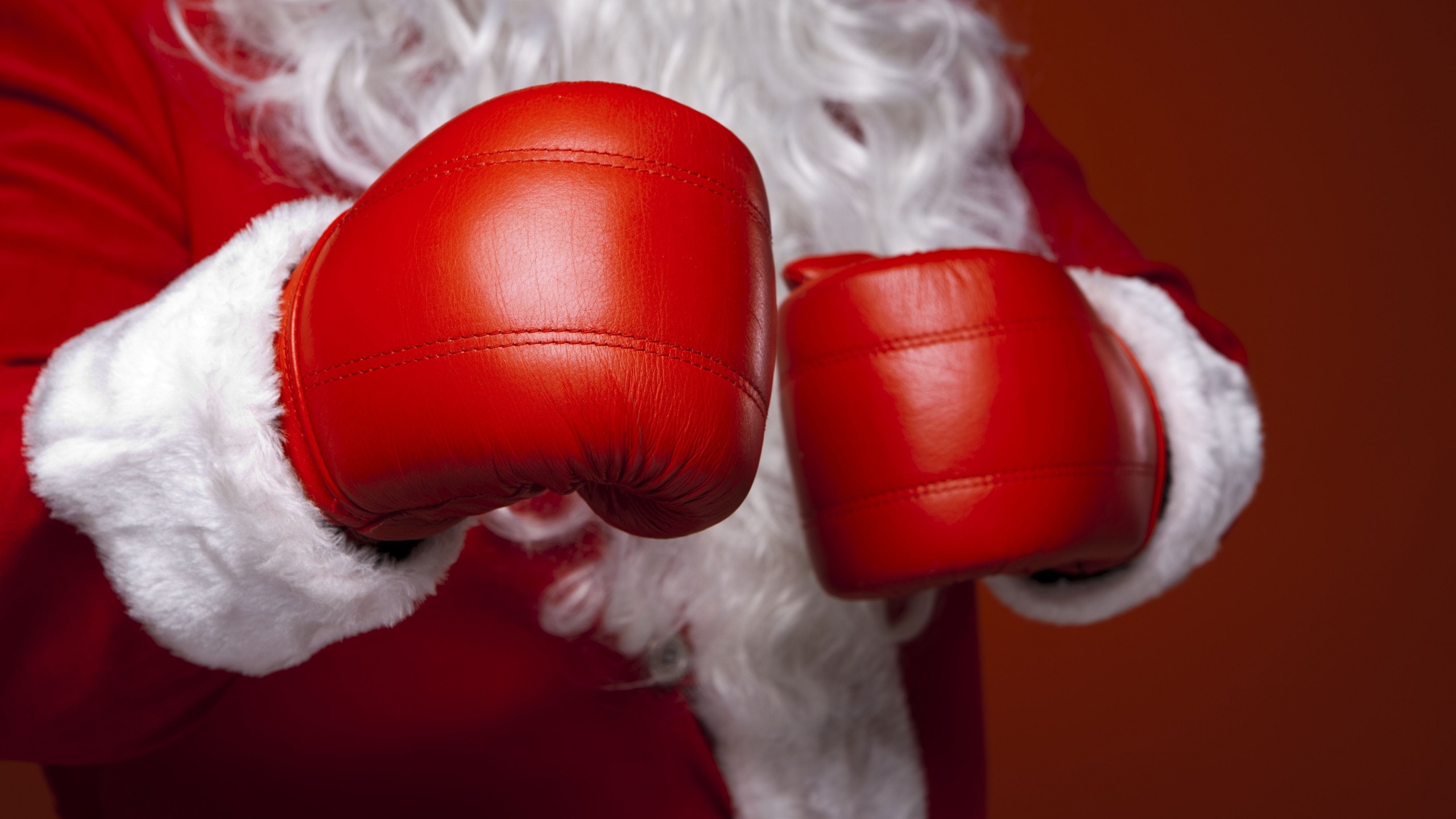 Santa Claus, Boxing gloves, HD wallpaper, YouTube cover photo, 2560x1440 HD Desktop
