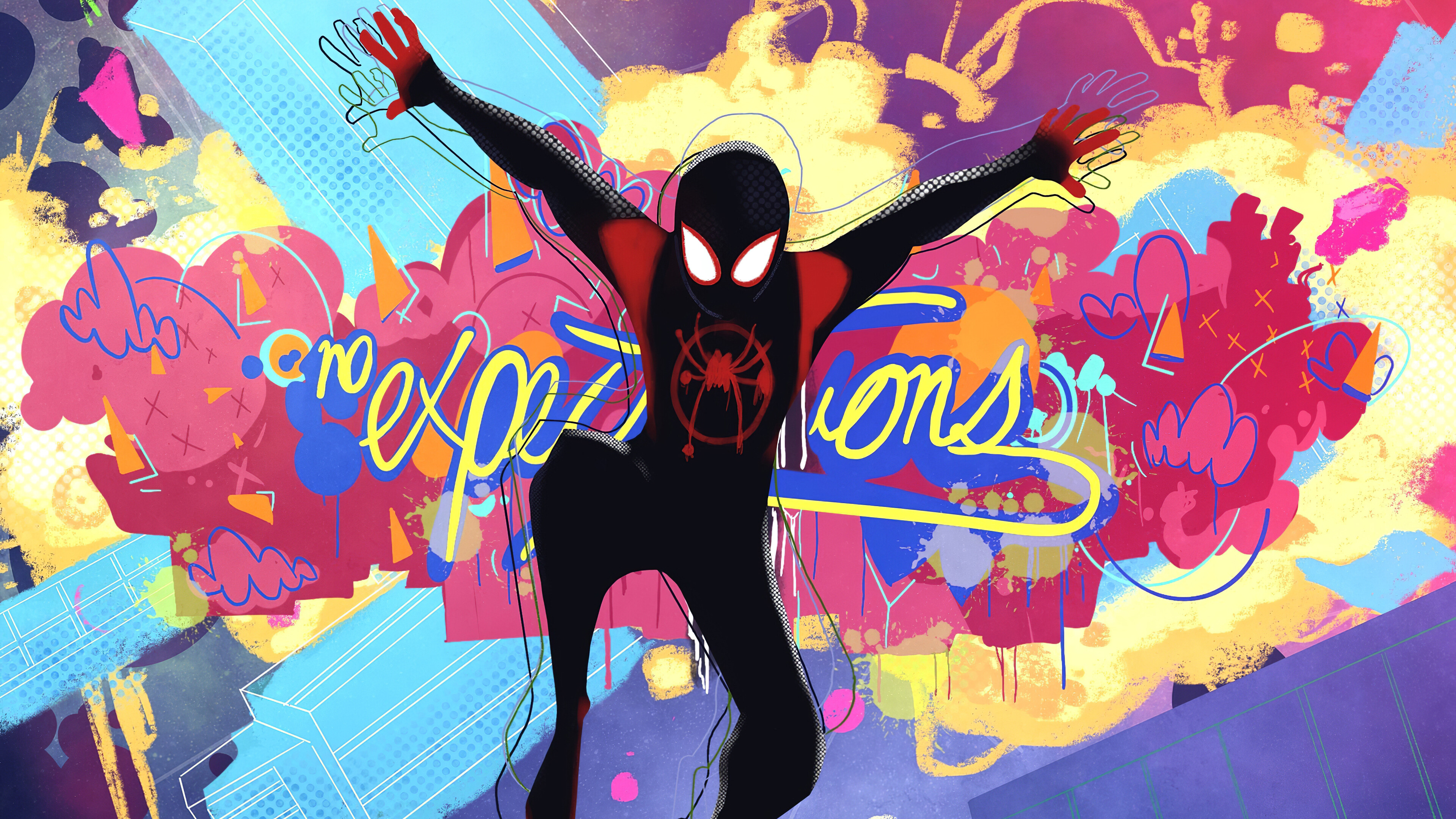 Spider-Man: Into the Spider-Verse: Superheroes, A screenplay by Phil Lord and Rodney Rothman. 3840x2160 4K Wallpaper.