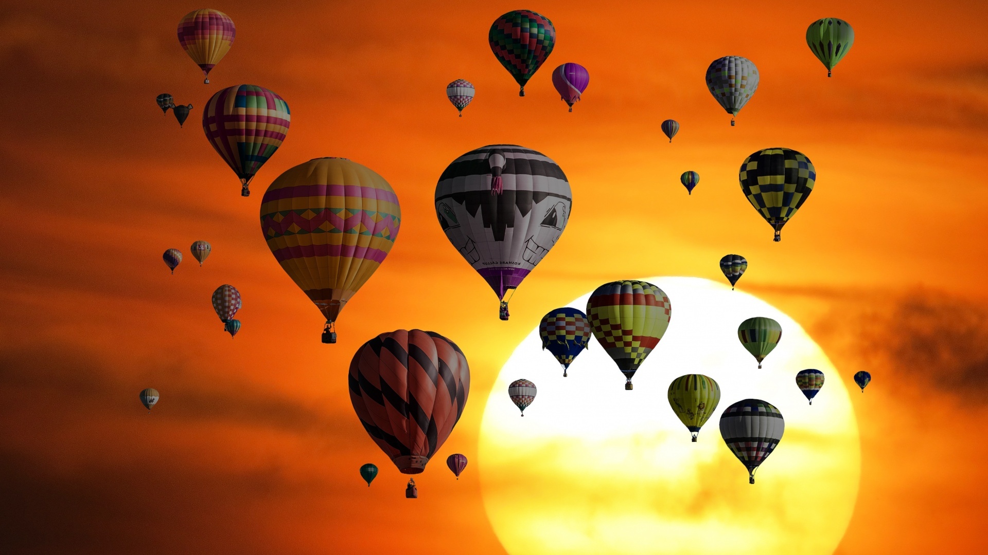 Hot Air Balloon: Variety Of Balloon Shapes, The Namib Desert, Sossusvlei Fest, Namibia. 1920x1080 Full HD Background.