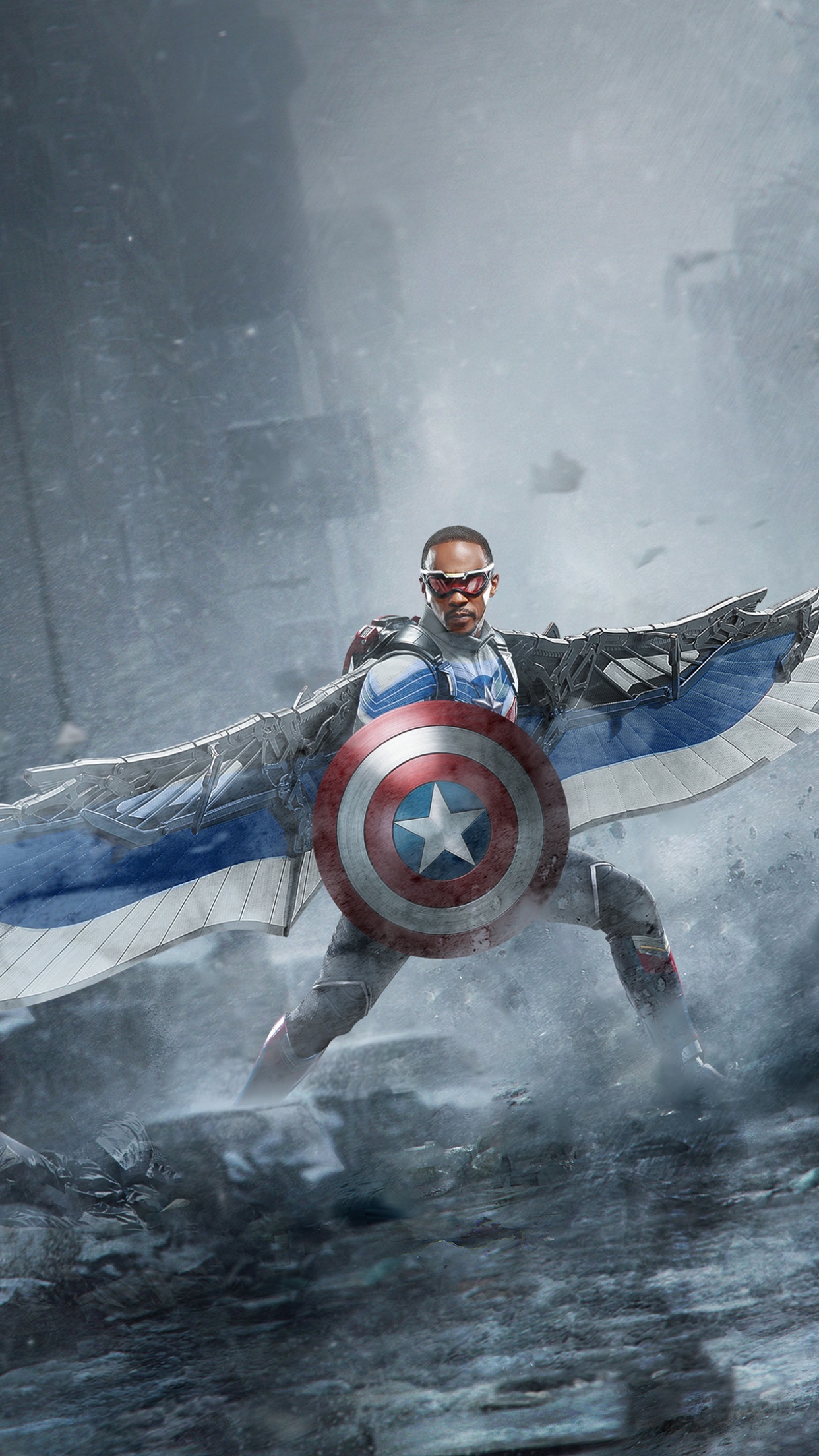 Captain America, Falcon shield, Marvel Comics, Movies, 1250x2210 HD Phone