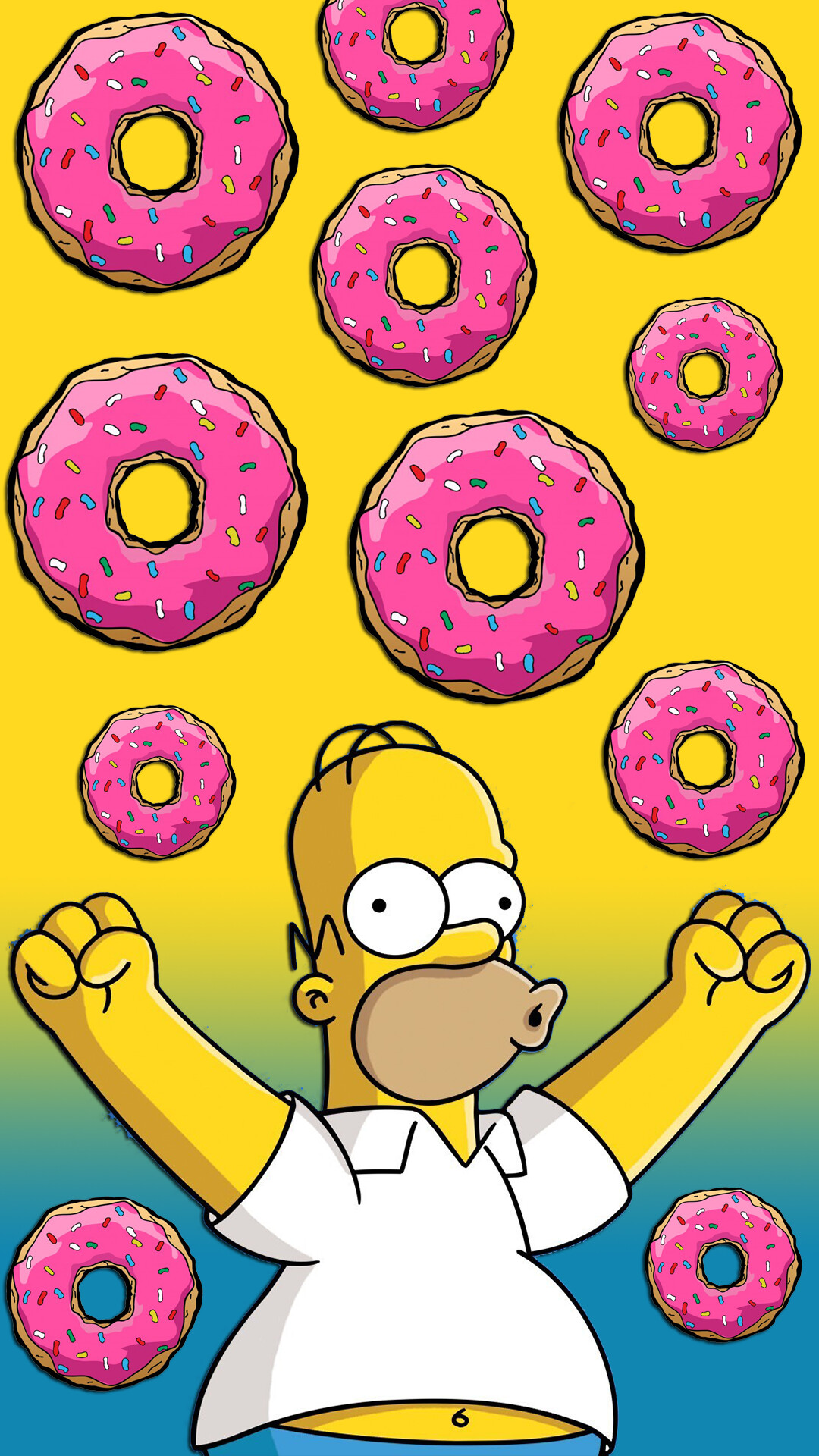 The Simpsons: Homer, the only member of the titular family to have a male voice actor, Donut. 1080x1920 Full HD Background.