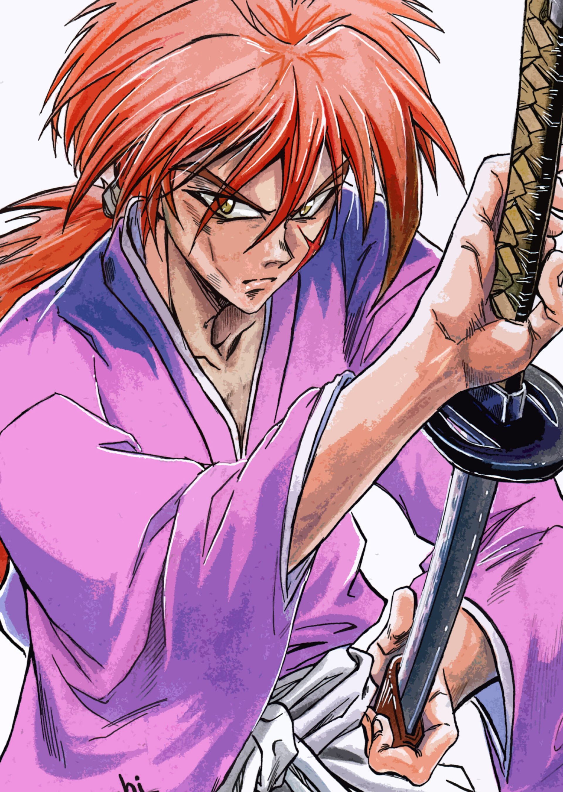 Kenshin, Rurouni Kenshin, Battsamacr artwork, 1920x2710 HD Handy