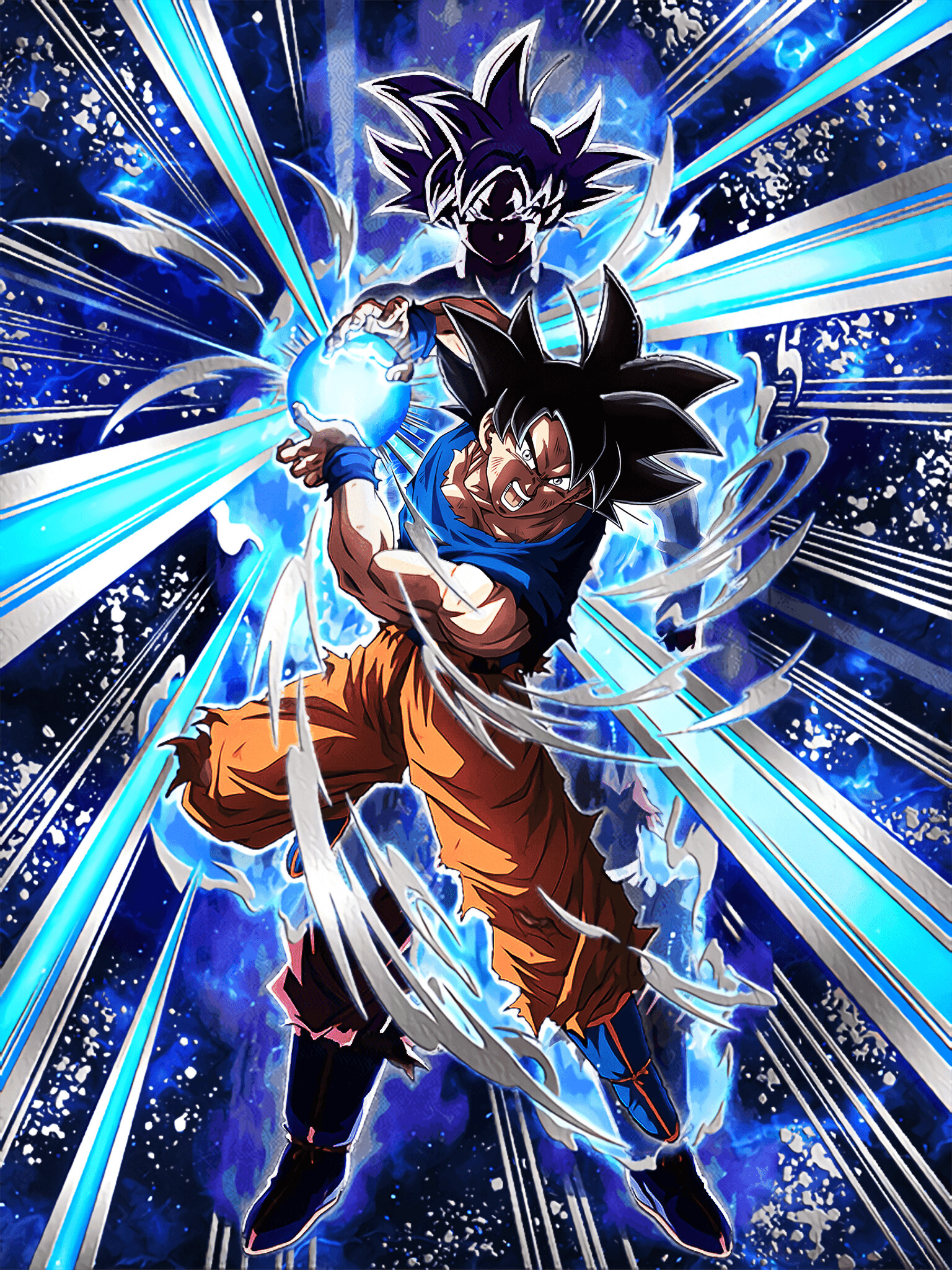 Goku Kamehameha: Ultra Instinct, Son Goku's most powerful form, Martial artist's supernatural strength. 1540x2050 HD Background.