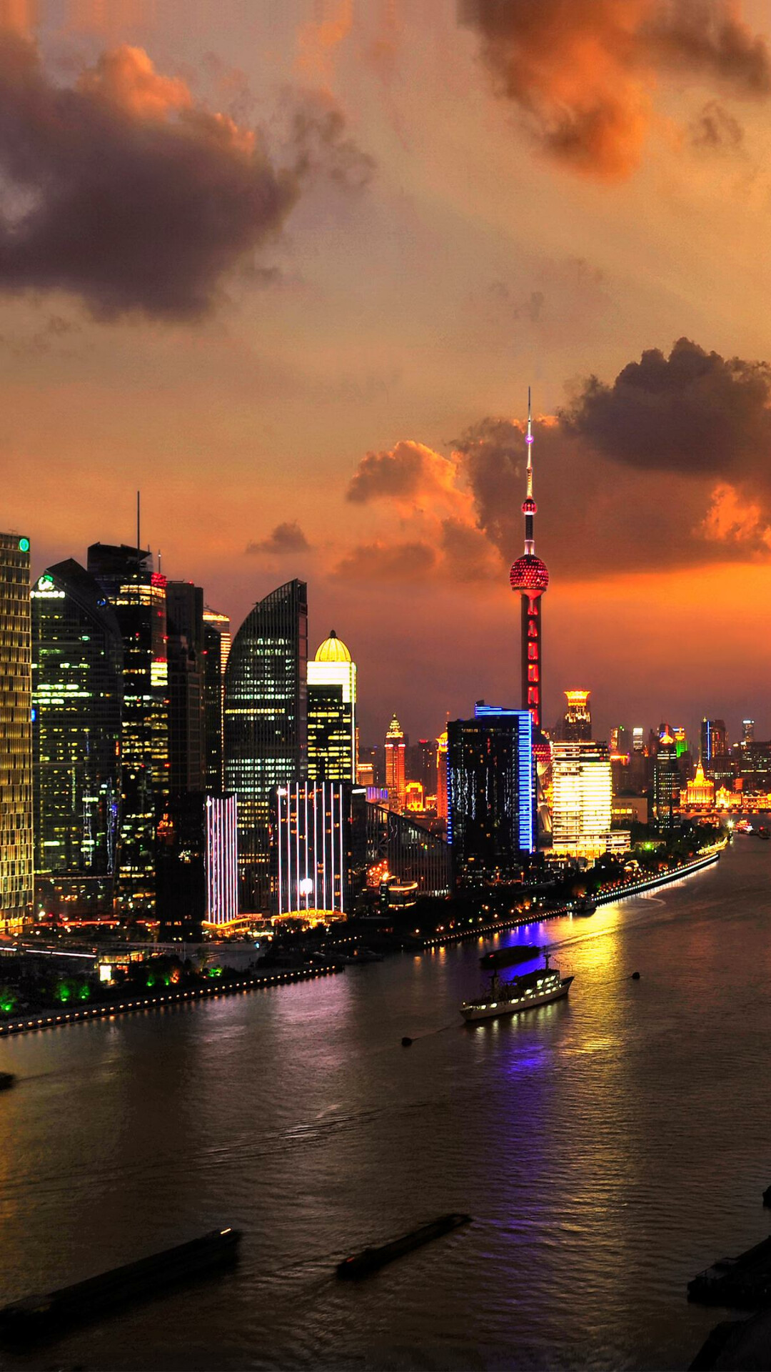 China: Shanghai, Located on the southern estuary of the Yangtze River, Skyline. 1080x1920 Full HD Wallpaper.