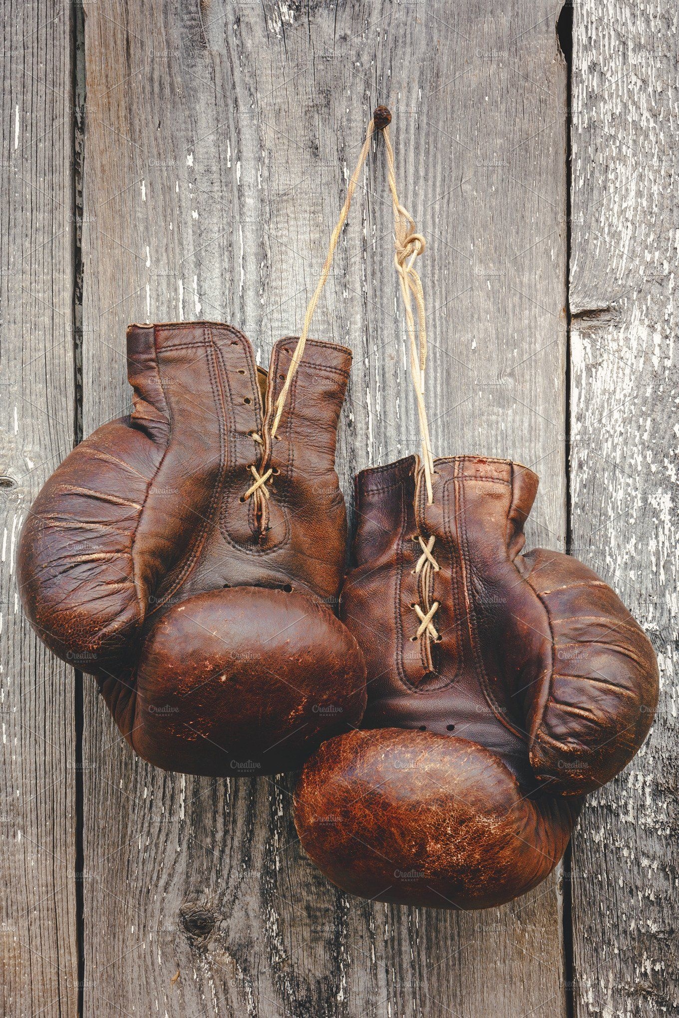 Hanging boxing gloves, Vintage boxing gear, Classic gym decor, Symbol of a sport, 1360x2040 HD Phone