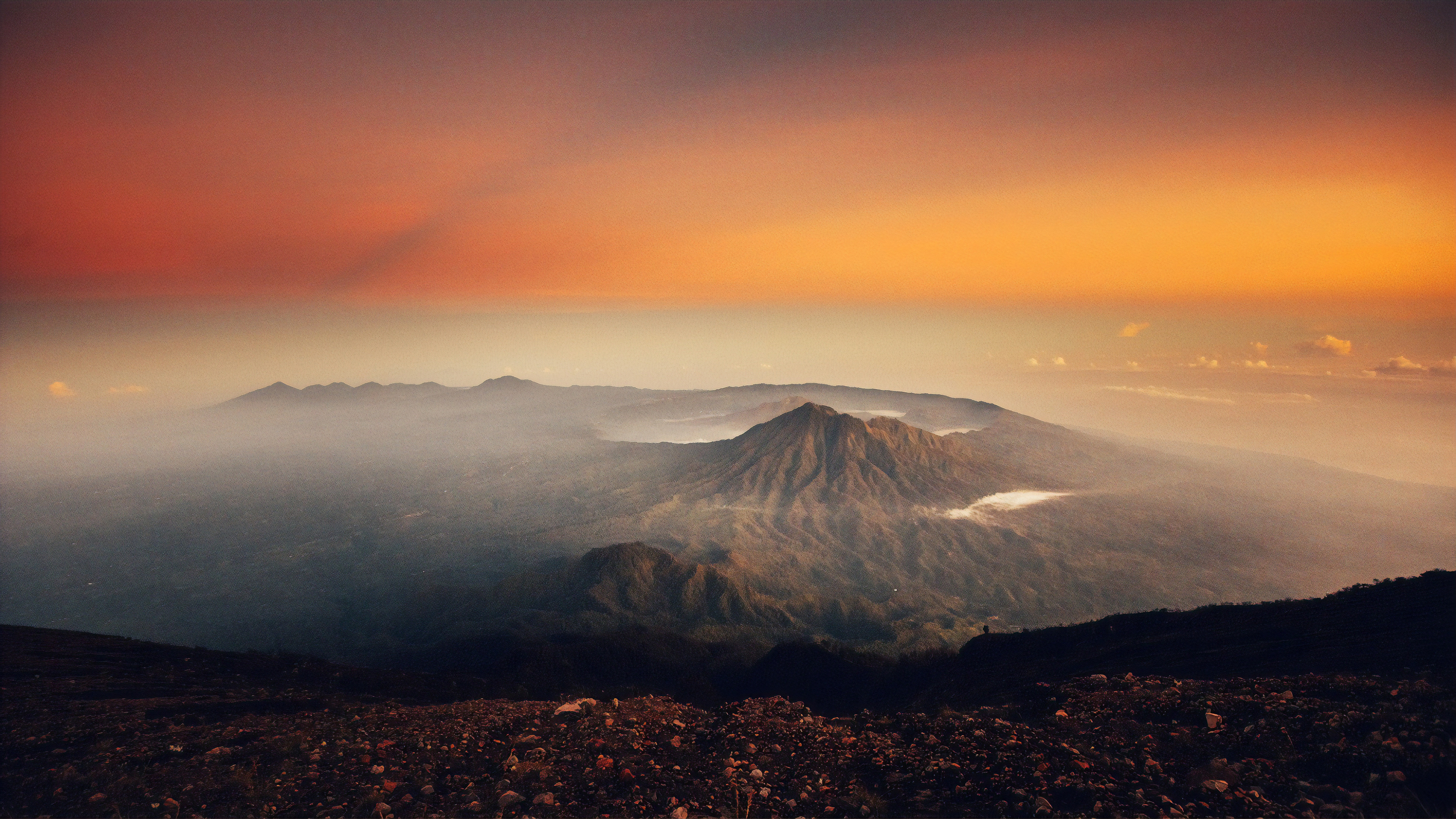 Volcano sunset landscape, 4K HD nature, Serene beauty, Captivating wallpapers, 3840x2160 4K Desktop