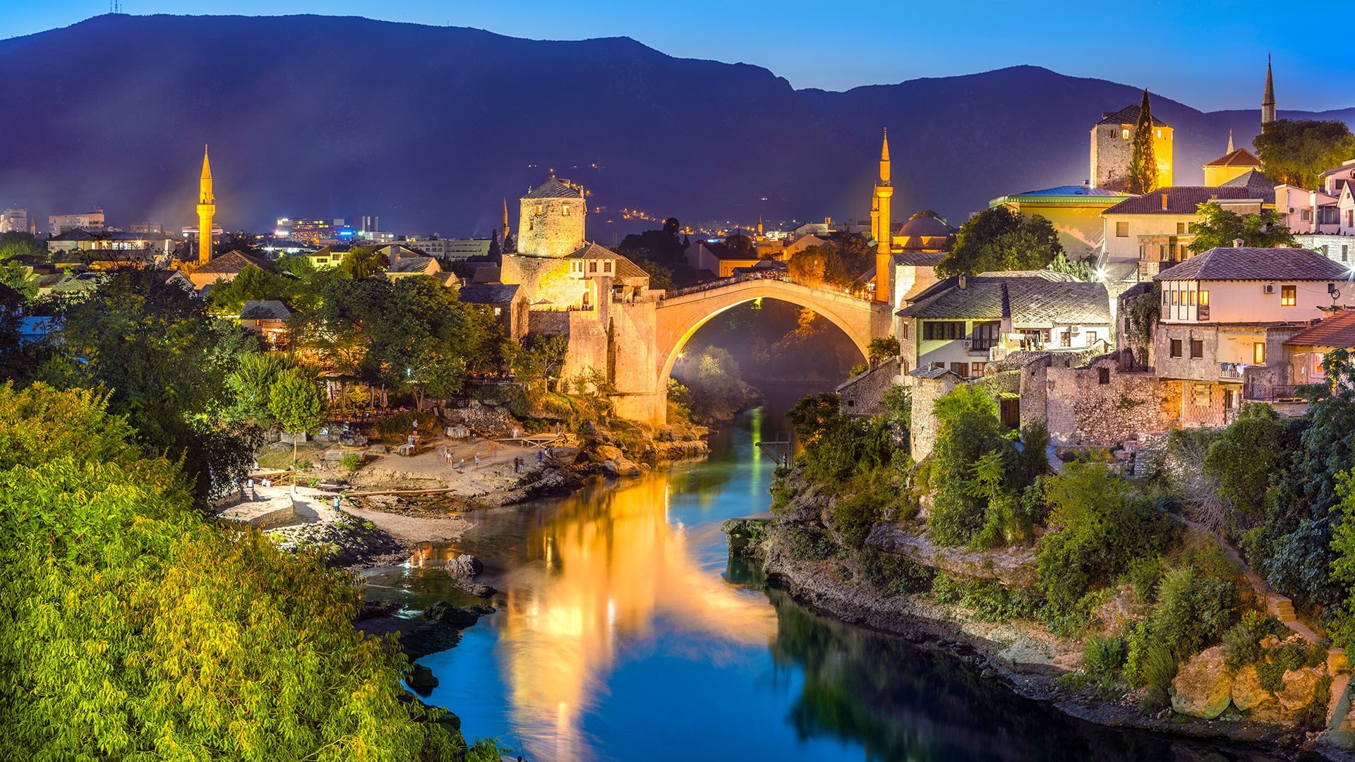 Famous bridge, Neretva River, Mostar beauty, Windows 10 spotlight, 1920x1080 Full HD Desktop