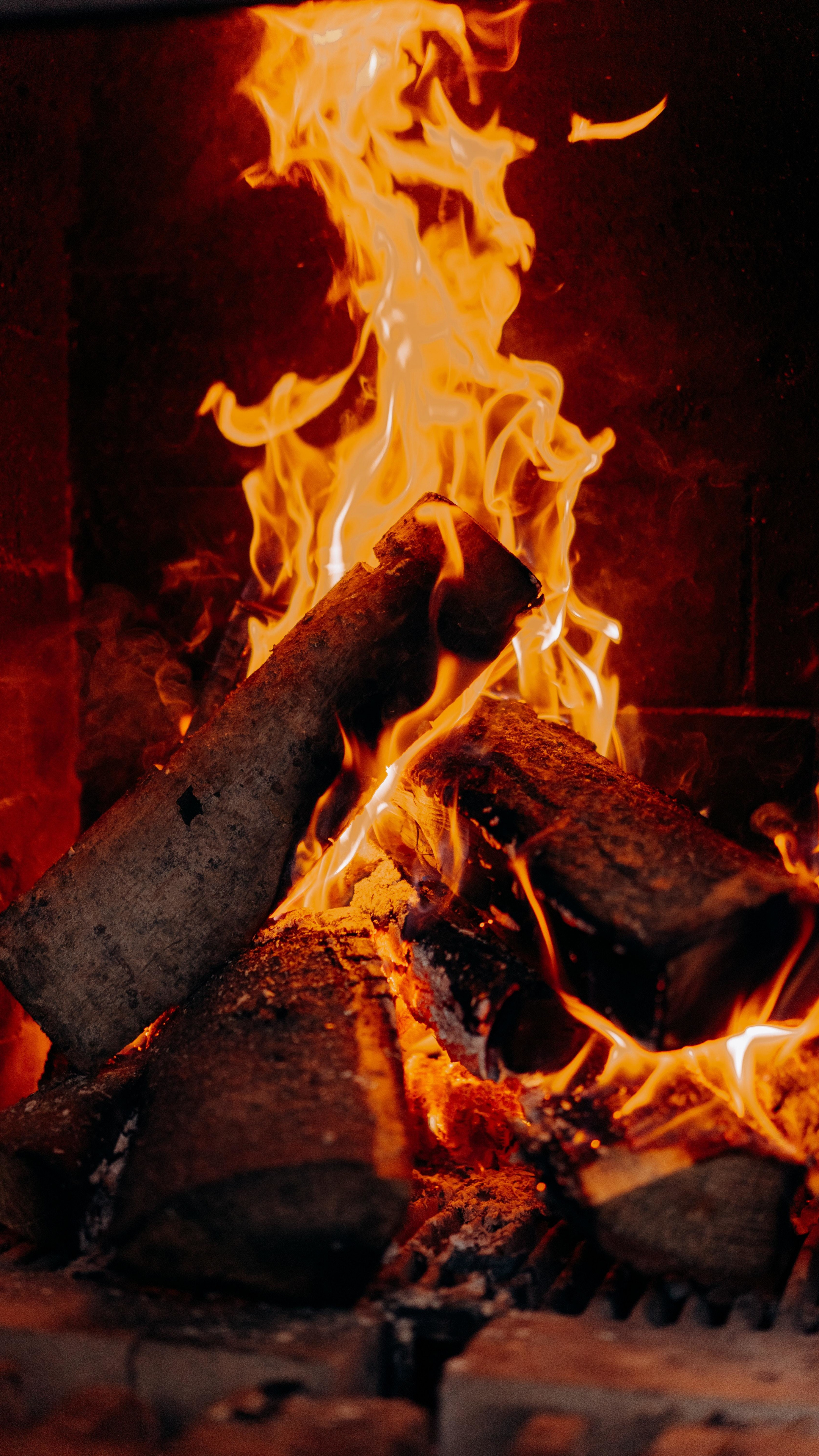 Wood fire close up, Sony Xperia Z5 Premium Dual HD image, Flame close up visuals, Flame images, Fire wallpaper backgrounds, 2160x3840 4K Phone