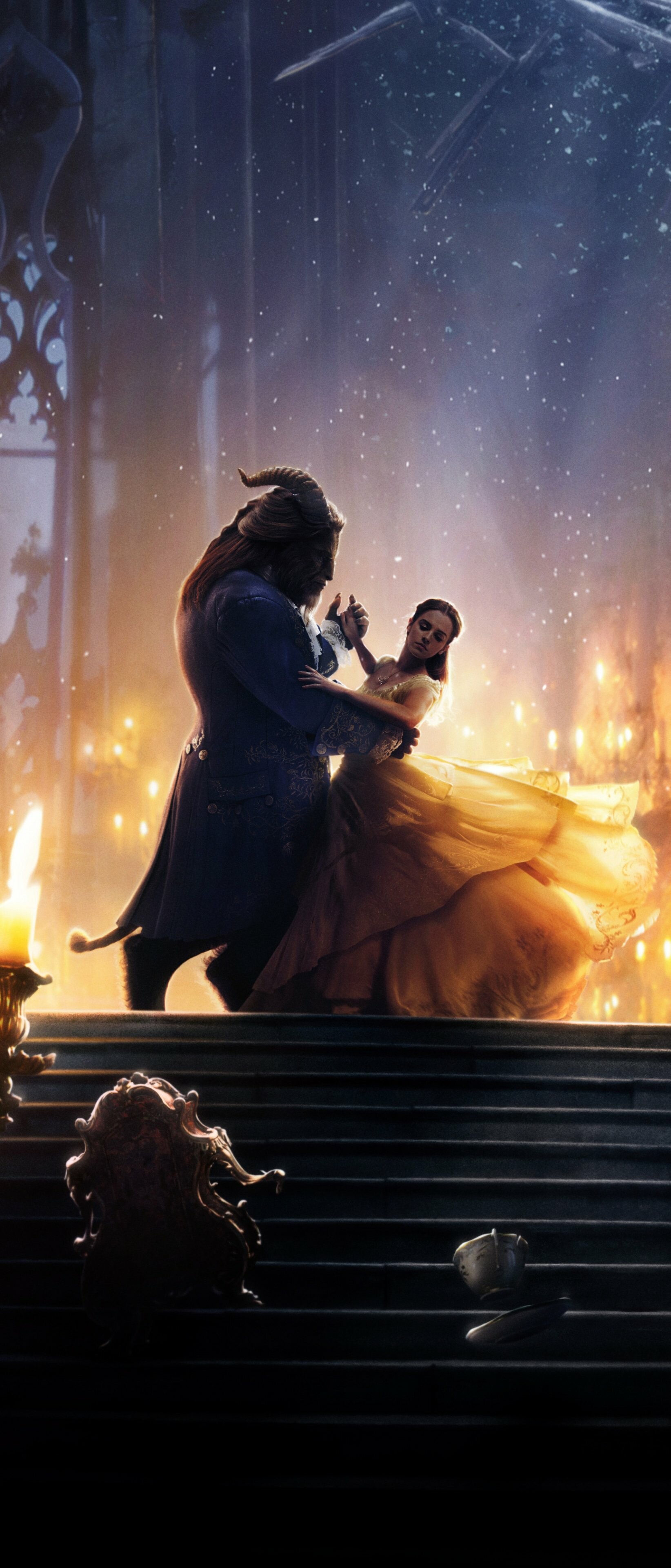 Beauty and the Beast: A live action adaptation of Disney's 1991 animated film of the same name. 1650x3840 HD Background.