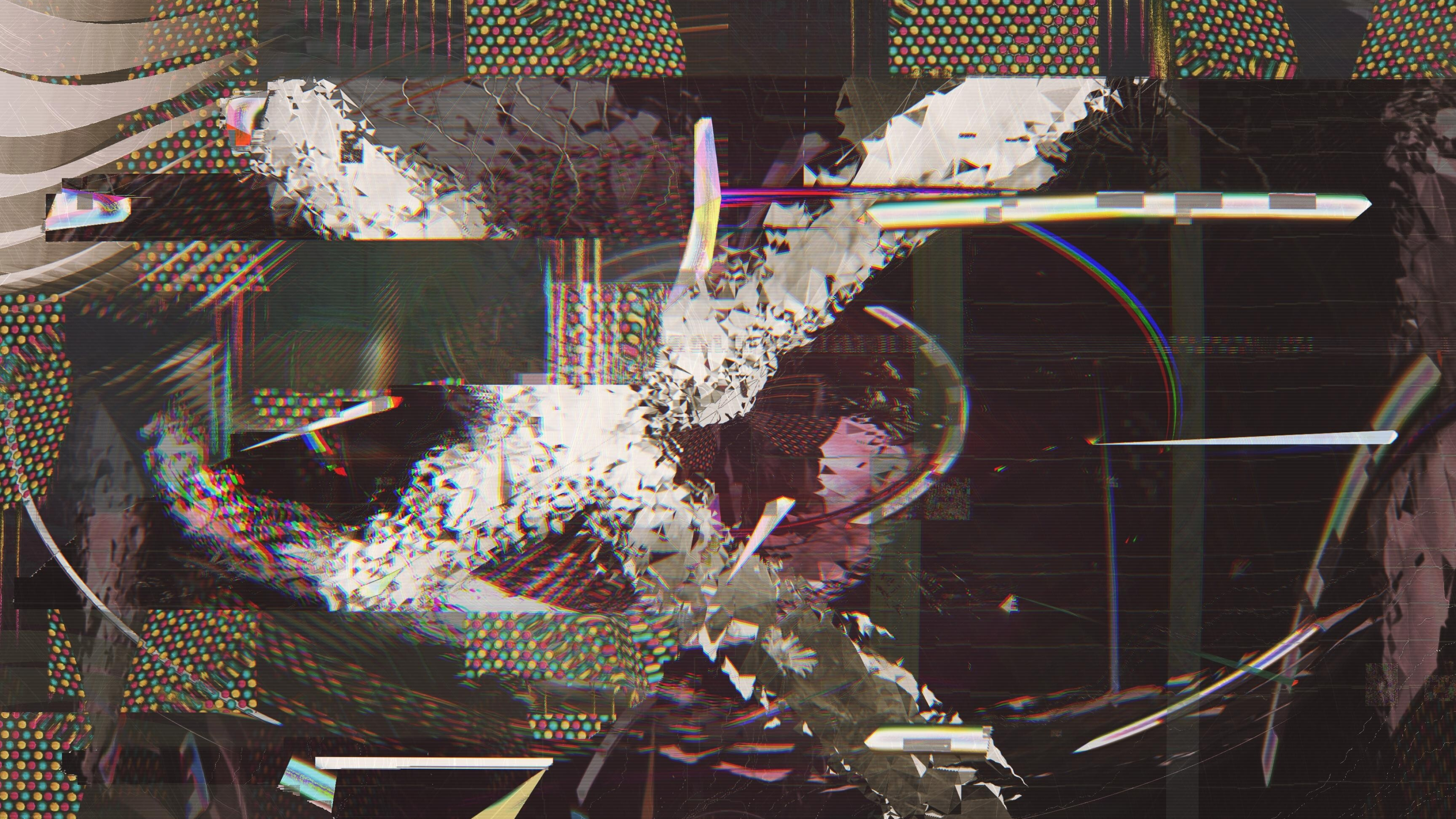 Glitch: The practice of using digital or analog errors for artistic aesthetic purposes. 3840x2160 4K Wallpaper.