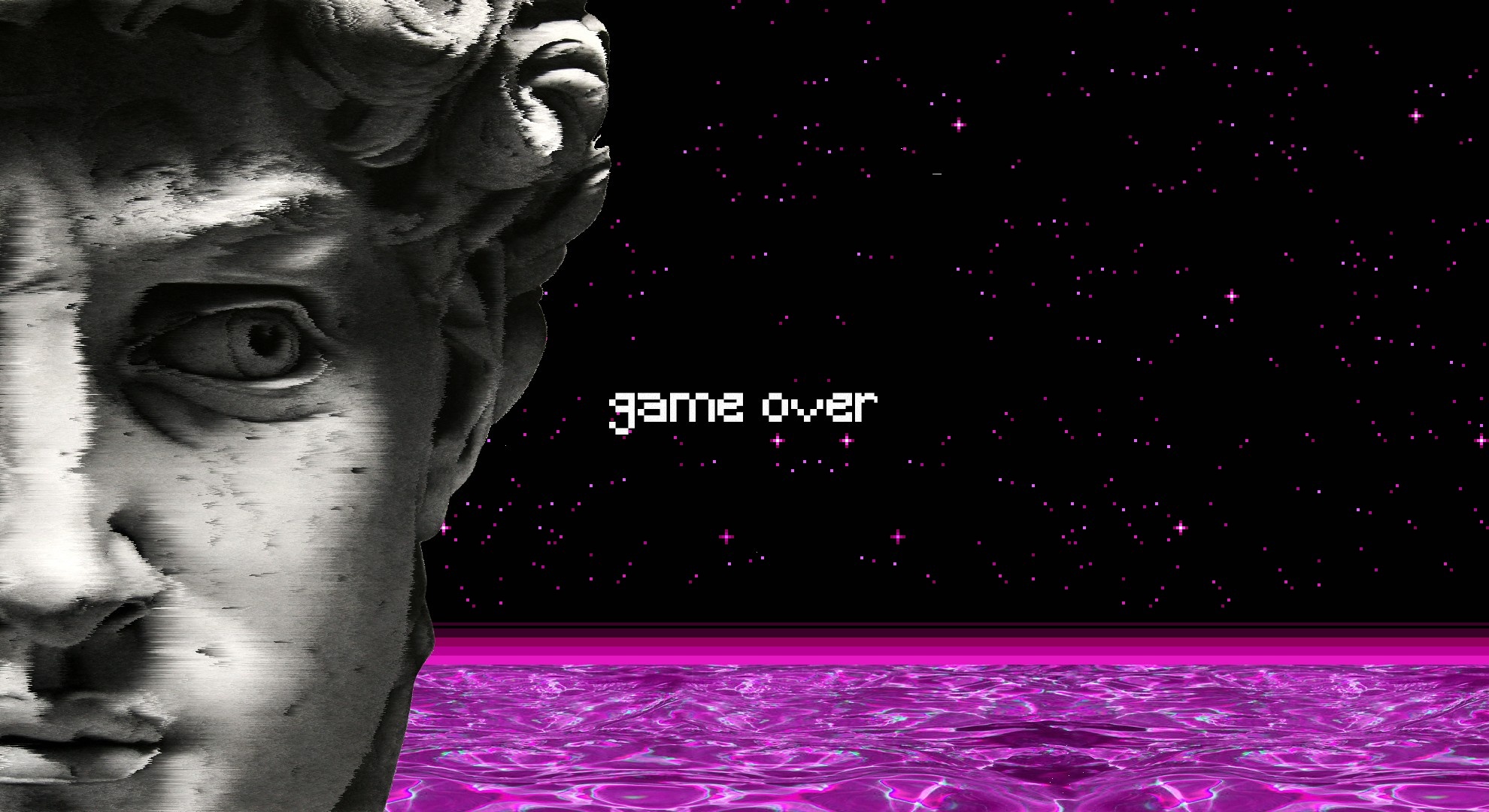 Game Over, Pixel art, Vaporwave style, Album cover, 1980x1080 HD Desktop