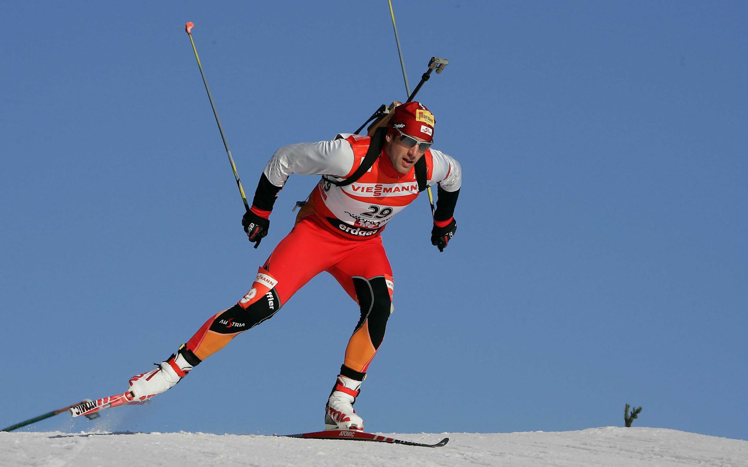Biathlon: Skiing through a cross-country trail system, Shooting rounds, Targets. 2560x1600 HD Wallpaper.