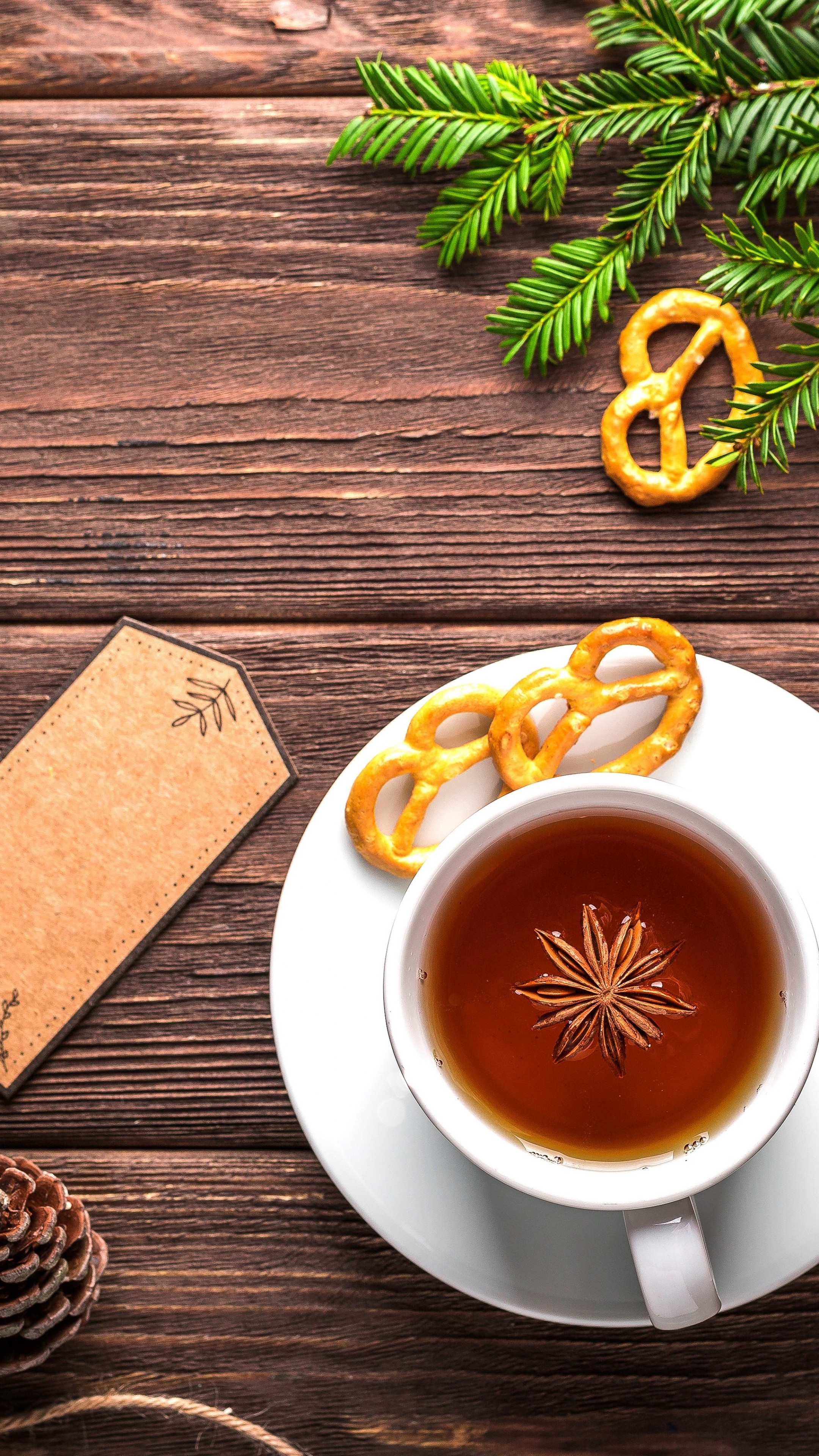 Tea: Christmas beverage, Anise star. 2160x3840 4K Background.