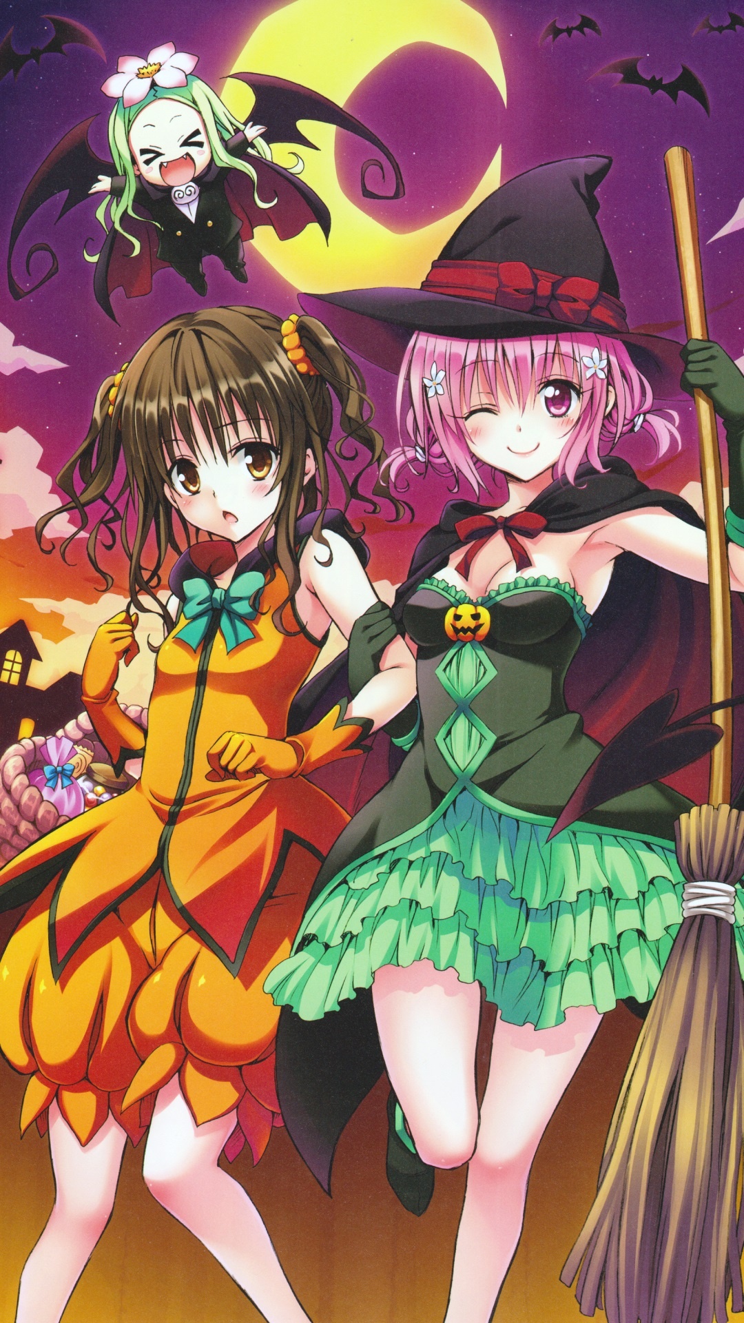 Halloween Anime, Kawaii vibes, Spooky fun, 1080x1920 Full HD Phone