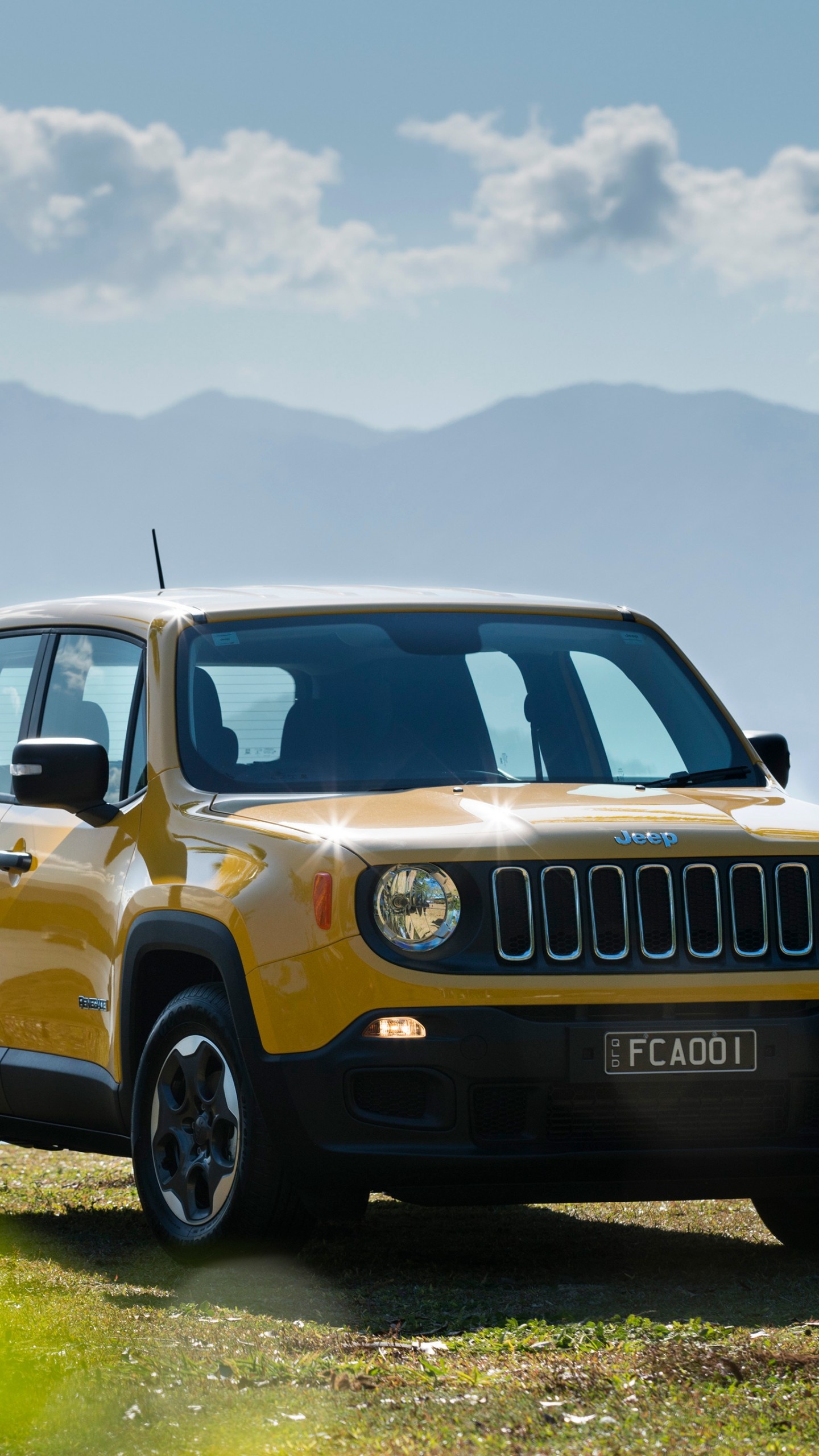 Jeep Renegade, Sport yellow SUV, Bold design, Off-road capabilities, 1440x2560 HD Phone