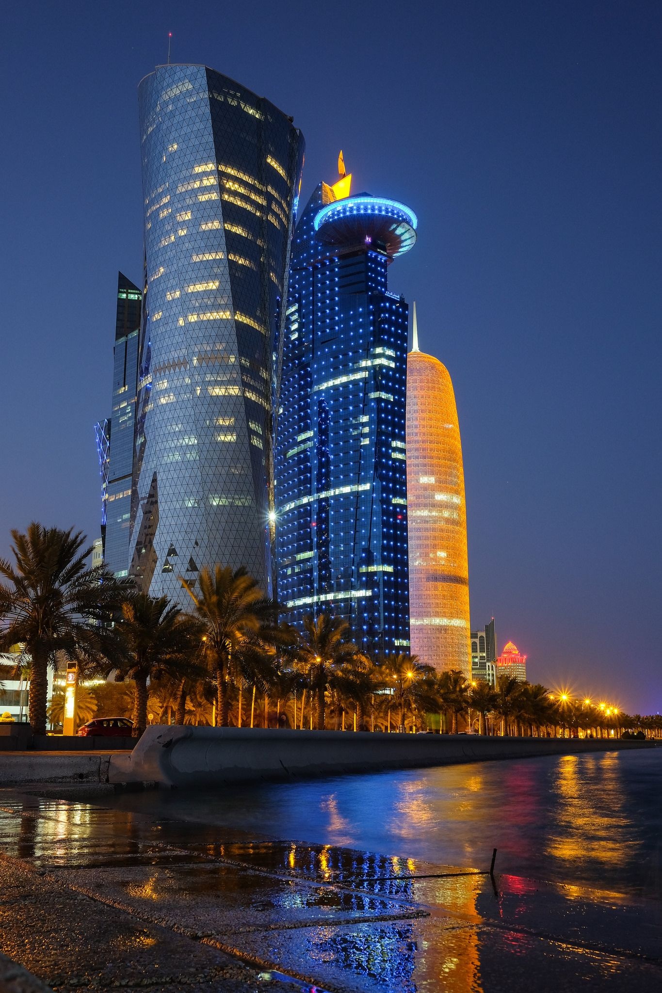 Doha, Corniche, Skyscraper, Architecture, 1370x2050 HD Phone