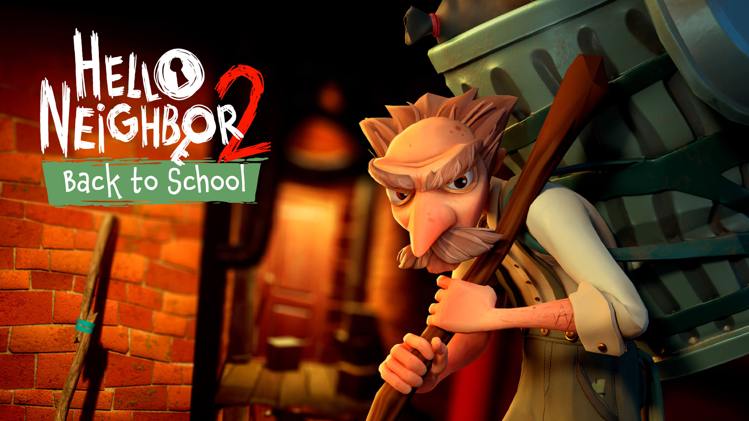 Hello Neighbor 2 (Game): The Back to School DLC, A character known as the Janitor. 2560x1440 HD Background.