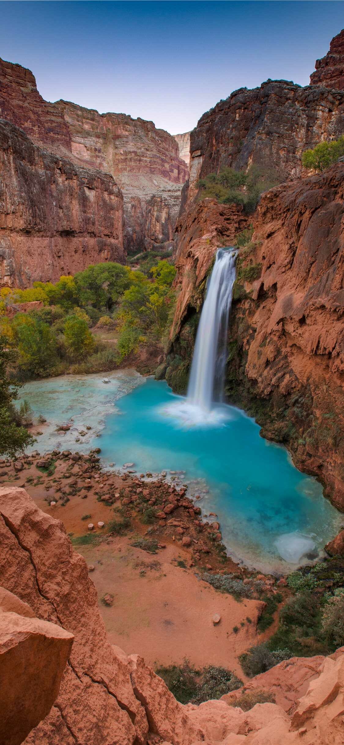 Waterfall: Havasu Falls, Havasu Creek, The Grand Canyon. 1130x2440 HD Wallpaper.