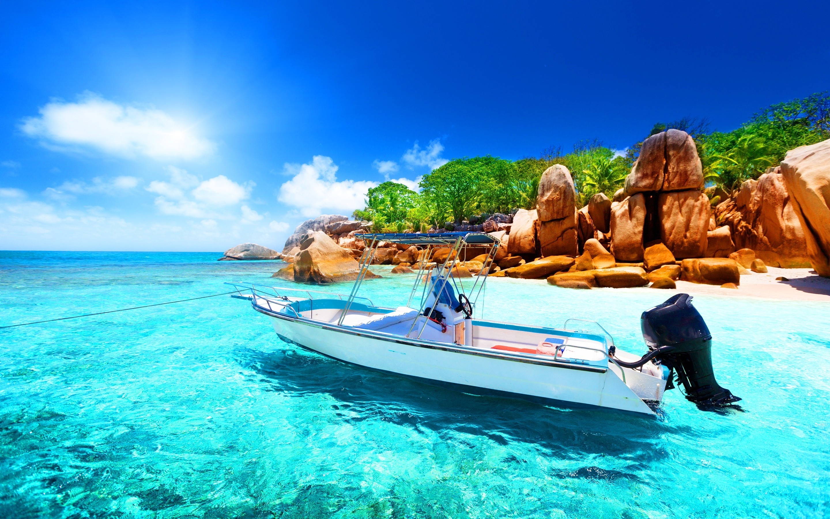 Boat: Seychelles, Sea, A small ship, generally for specialized use. 2880x1800 HD Wallpaper.