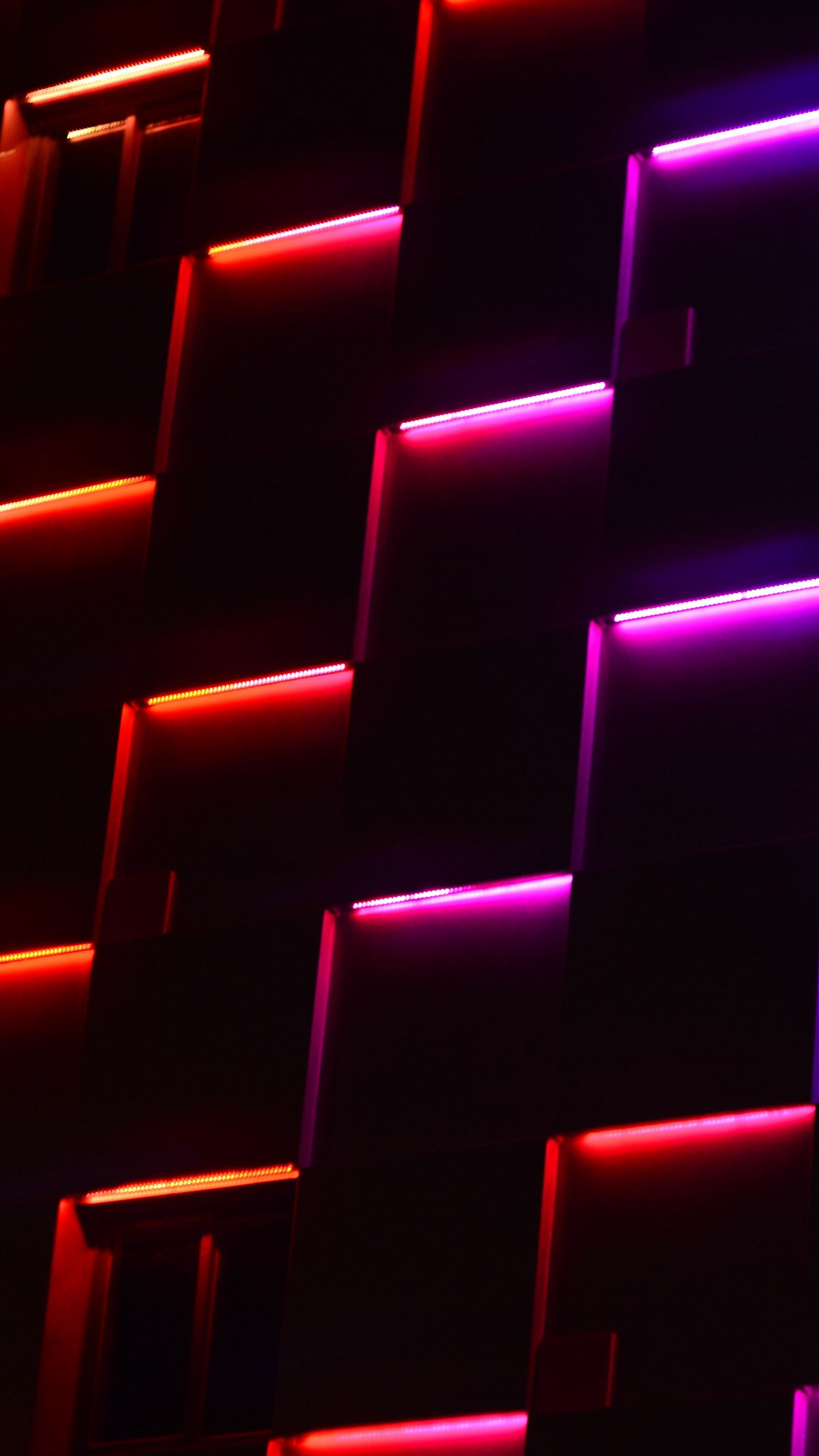 Glow in the Dark: Fluorescent edges, Ladder pattern, Minimalistic, Abstraction. 2160x3840 4K Wallpaper.