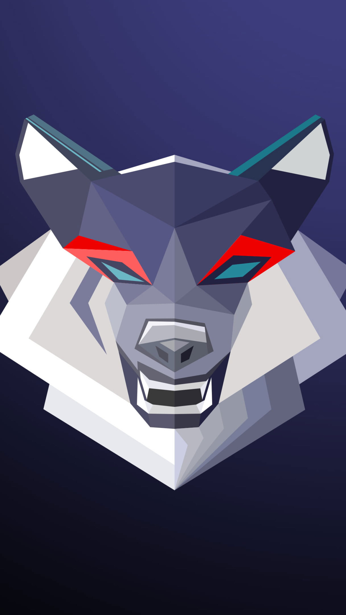 Geometric Animal: Multicolored wolf art, Abstract, Digital art, Vector drawing. 1350x2400 HD Background.