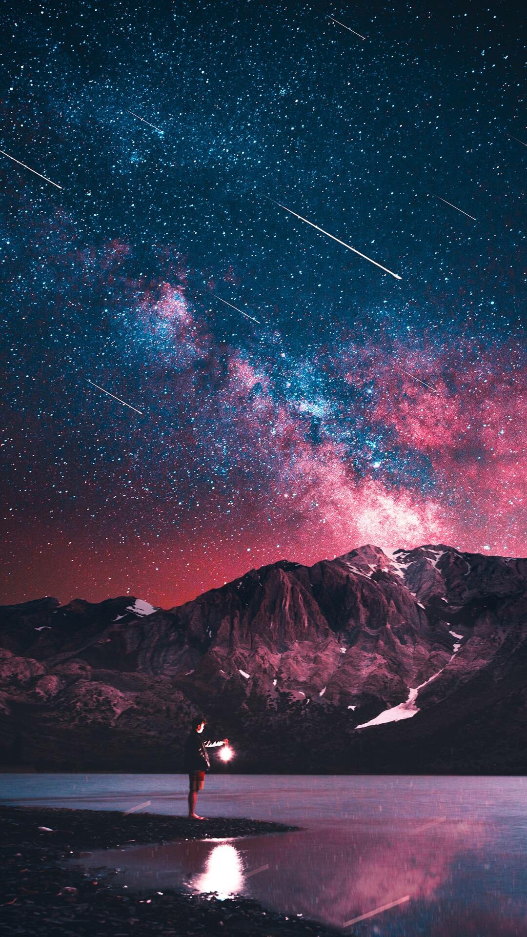 Meteor: Night sky, The visible display of a meteoroid, Shooting stars. 1080x1920 Full HD Wallpaper.