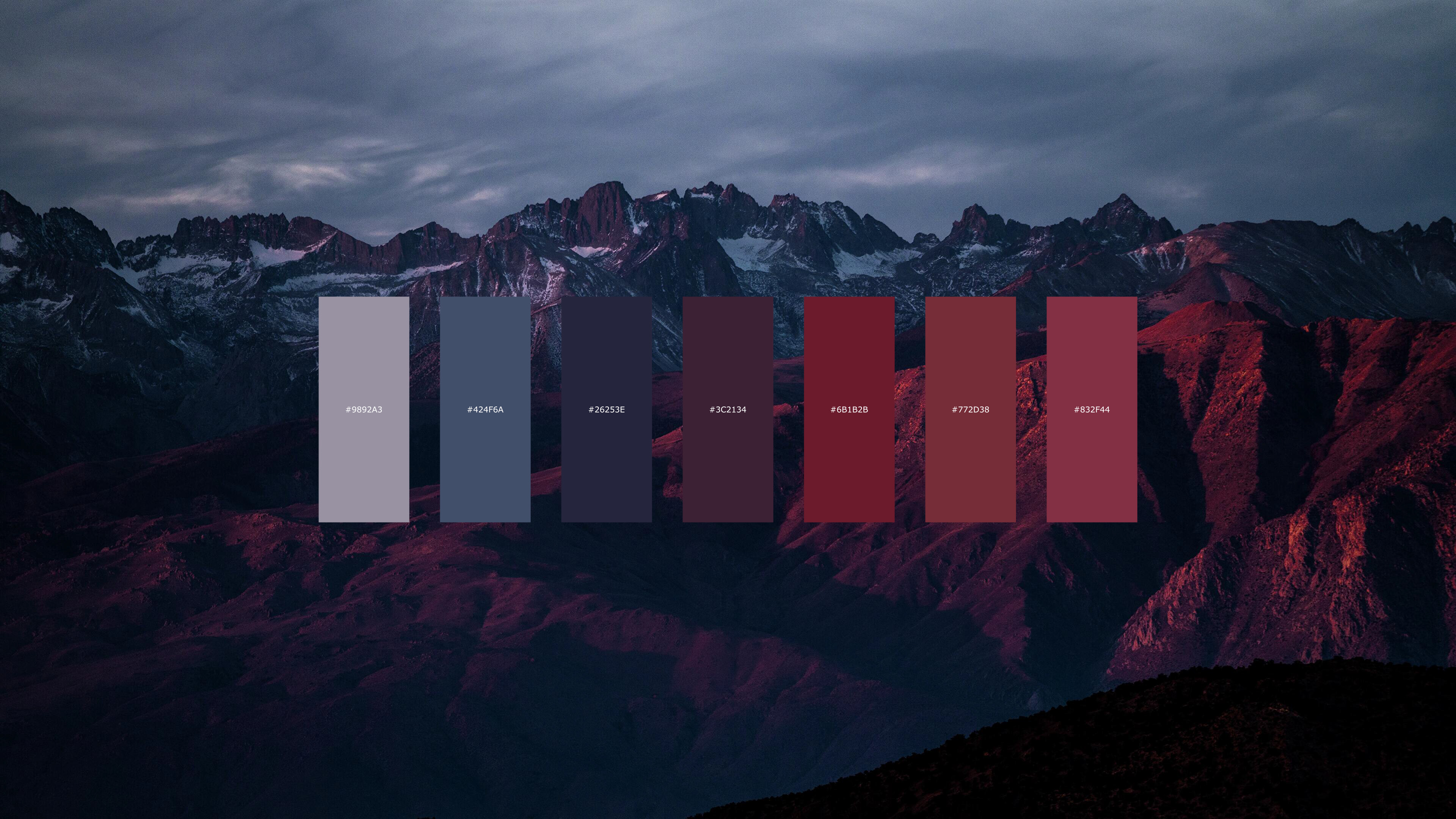 Color Palette, Red mountain, 4K resolution, Stunning colors, 3840x2160 4K Desktop