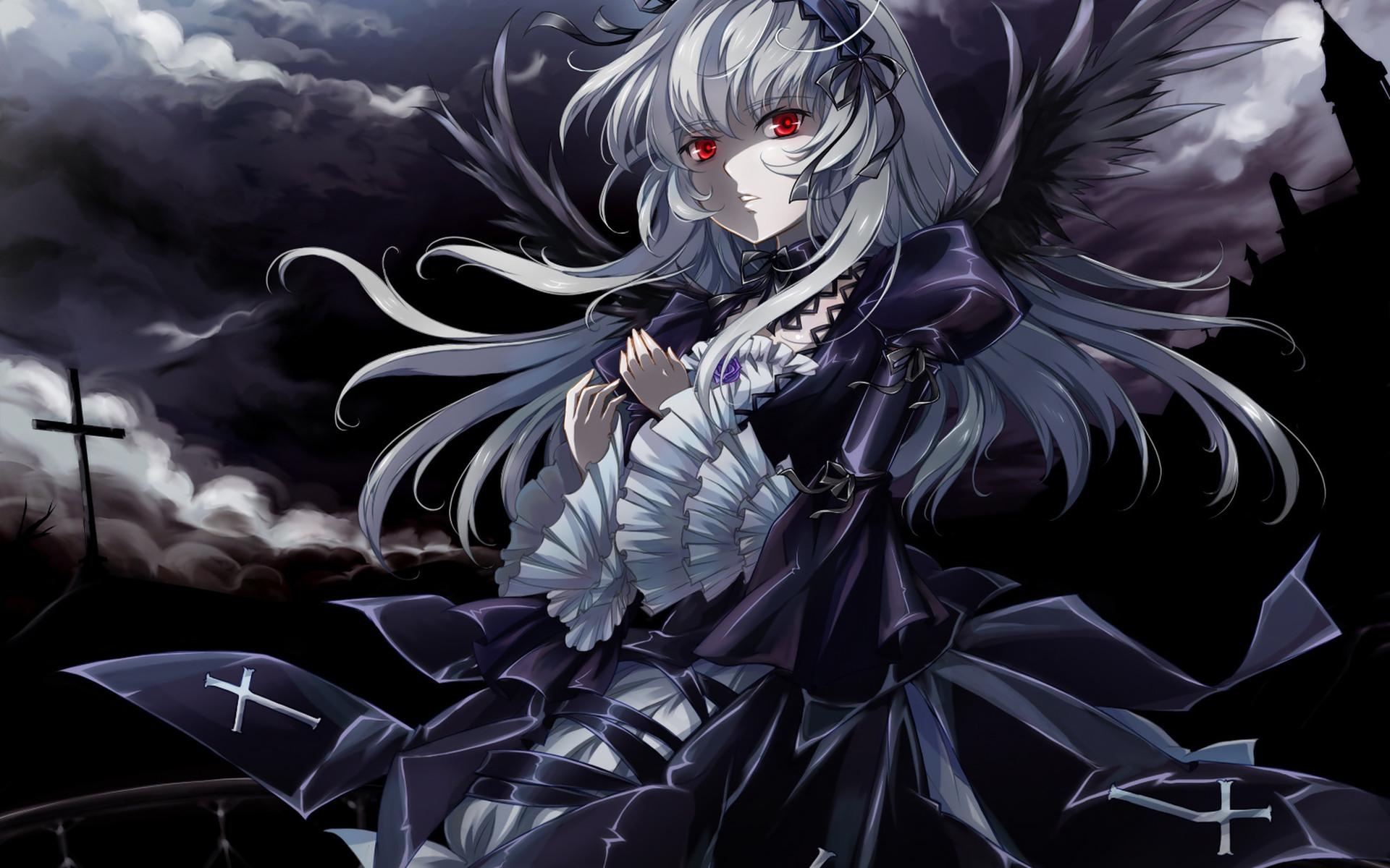 Gothic Anime: Crosses, Dark atmosphere, Midnight, Grim art, Rozen Maiden, Suigintou. 1920x1200 HD Wallpaper.