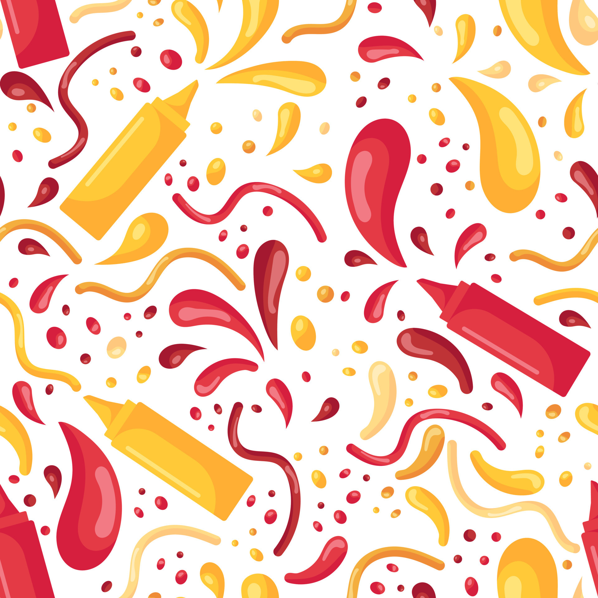 Fast food pattern, Mustard and ketchup, 1920x1920 HD Phone