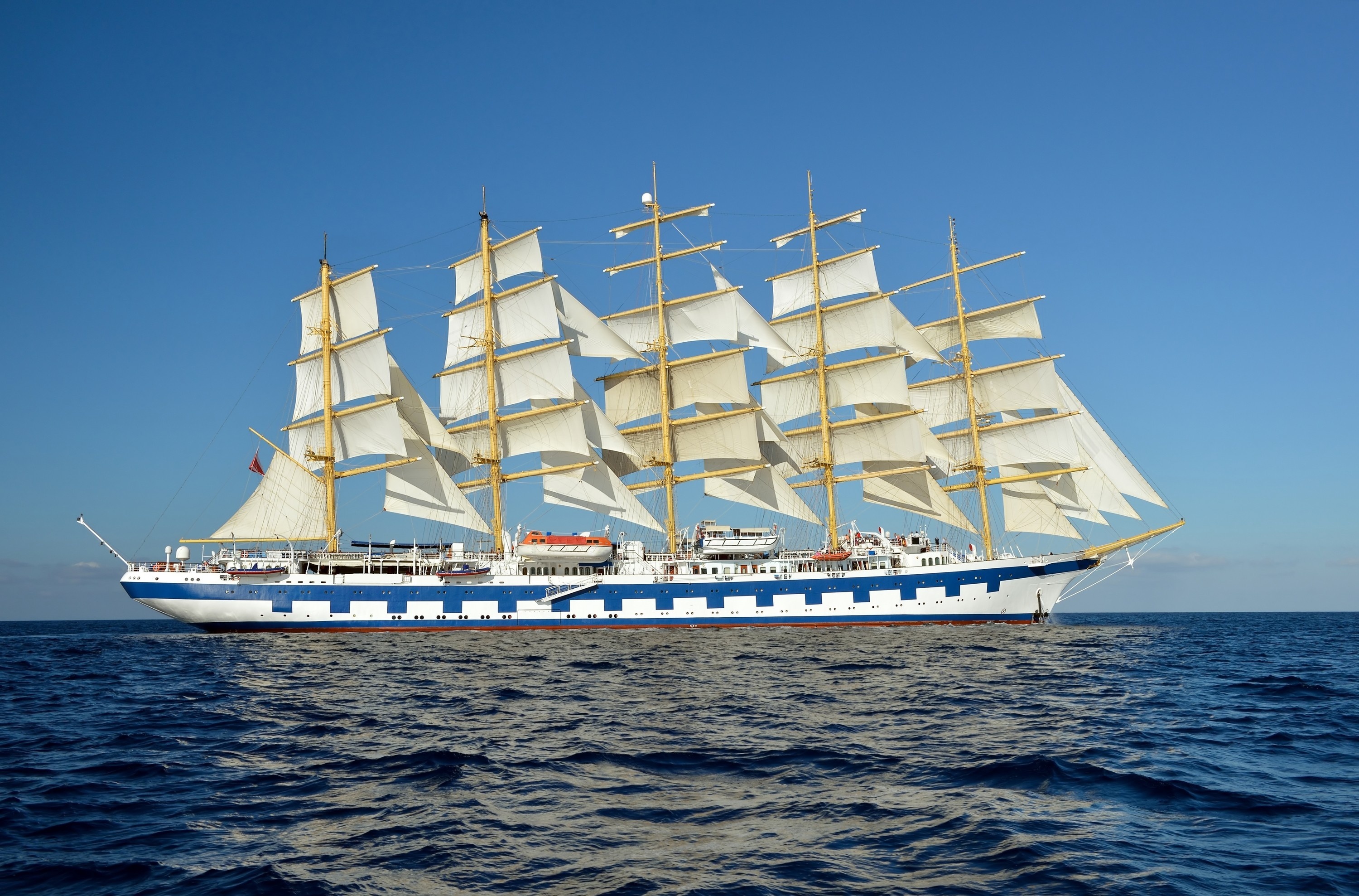 Windjammer: Royal Clipper, The only biggest and 5 mast fully rigged sailing ship built after the Preussen. 3000x1980 HD Background.
