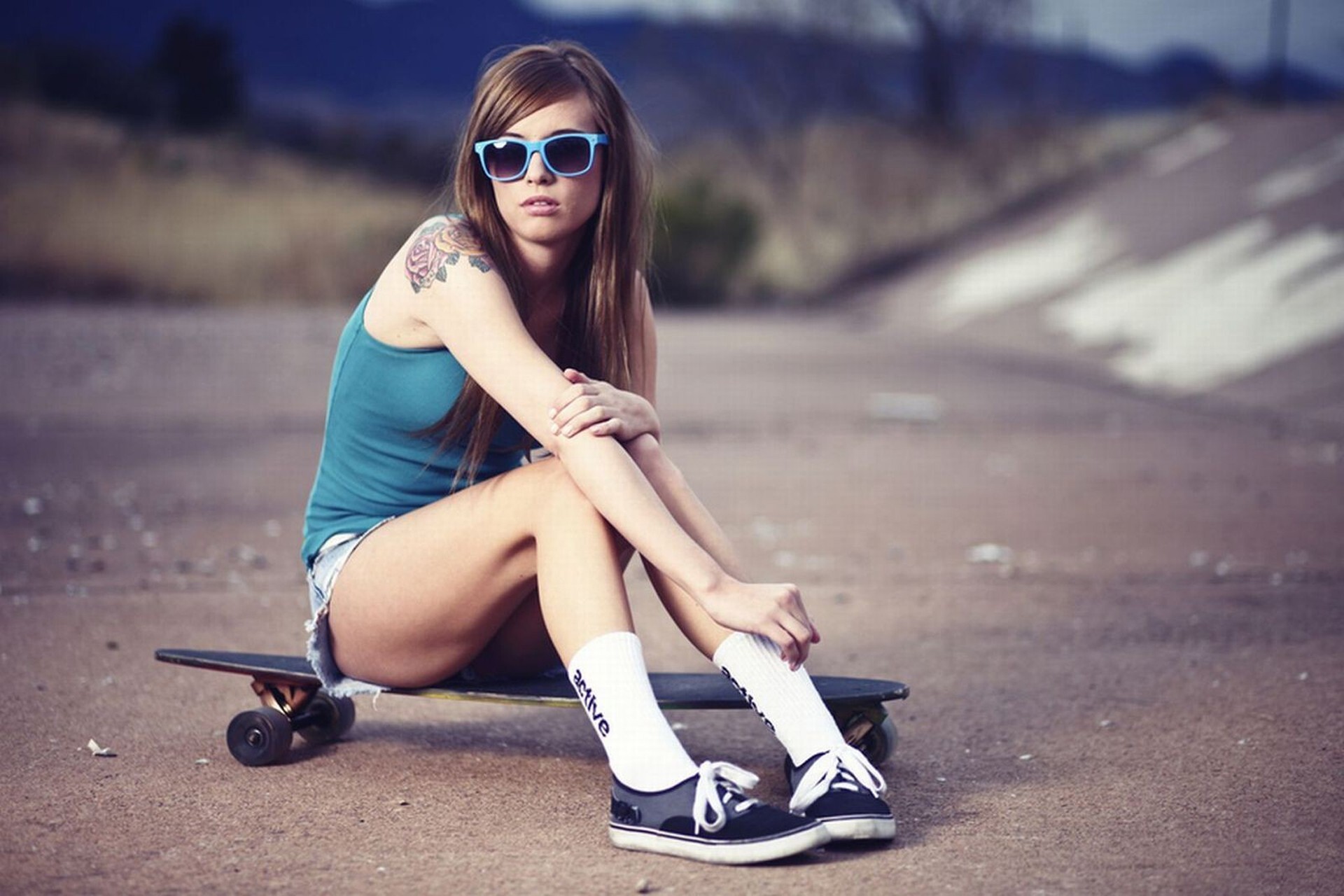 Girl Skateboarding: Skateboard footwear, A type of sports equipment, Maple plywood deck. 1920x1280 HD Wallpaper.