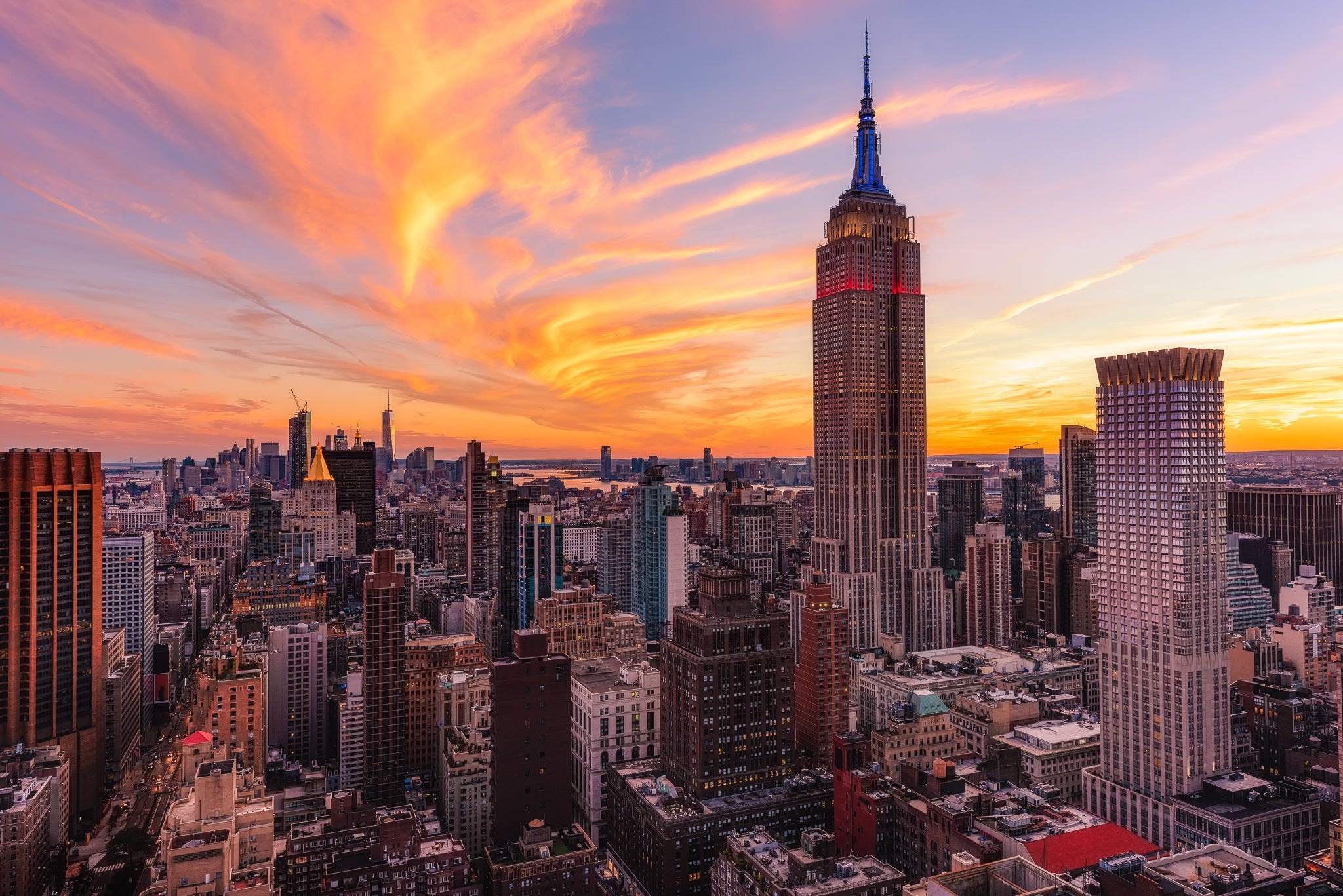 New York sunset, Empire State Building, Iconic skyline, Getty photography, 2050x1370 HD Desktop