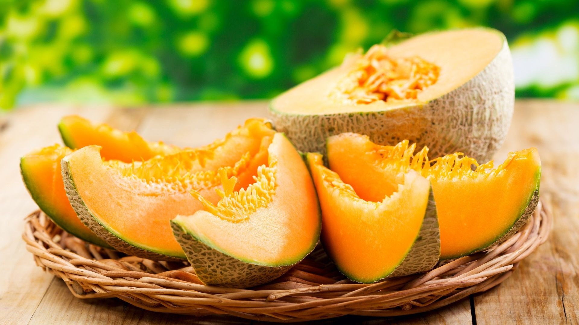 Melon: A yellow-coloured fruit with tempting sweetness and a pleasant aroma. 1920x1080 Full HD Background.